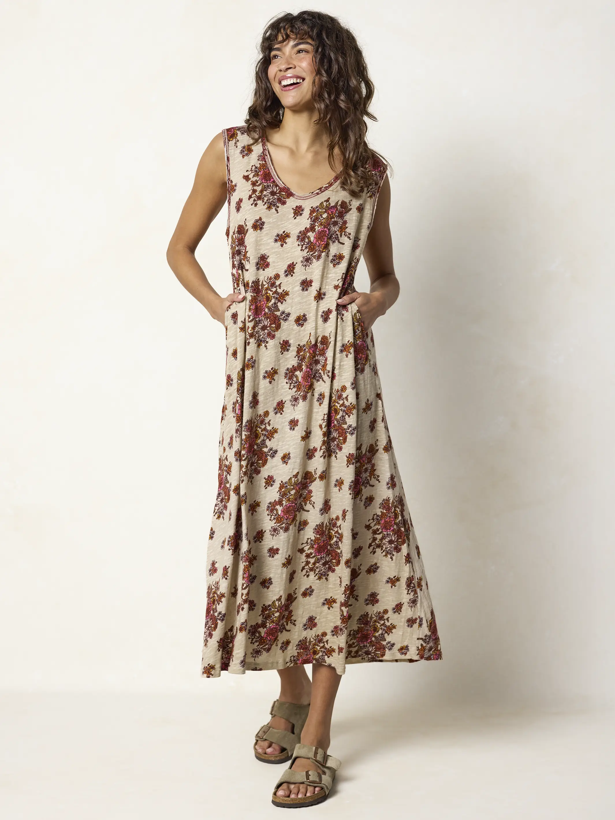 Hangout Cotton Midi Dress - English Garden Cream - Image 4