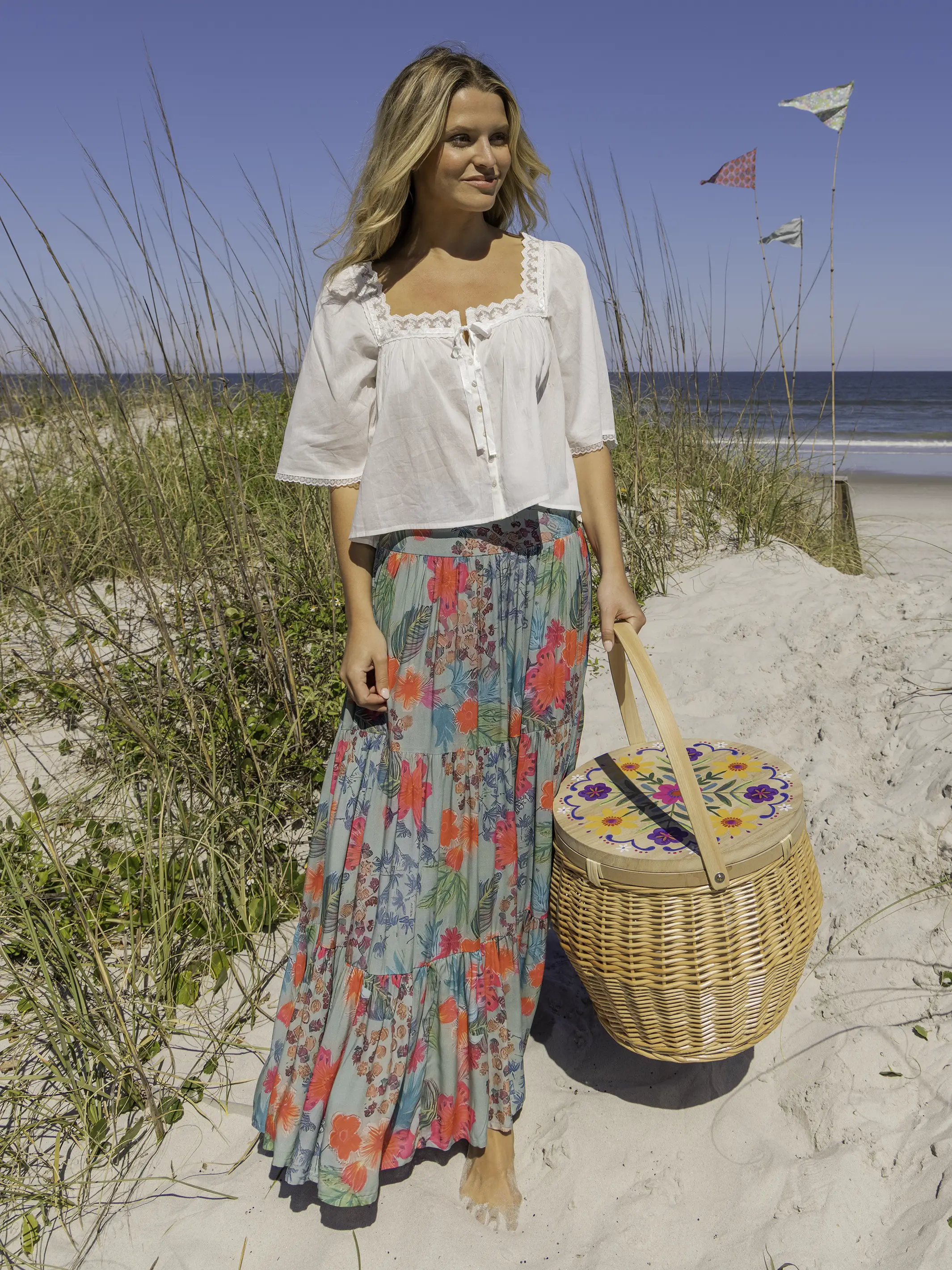 Hanna Convertible Maxi Skirt - Neon Tropical Floral - Image 3