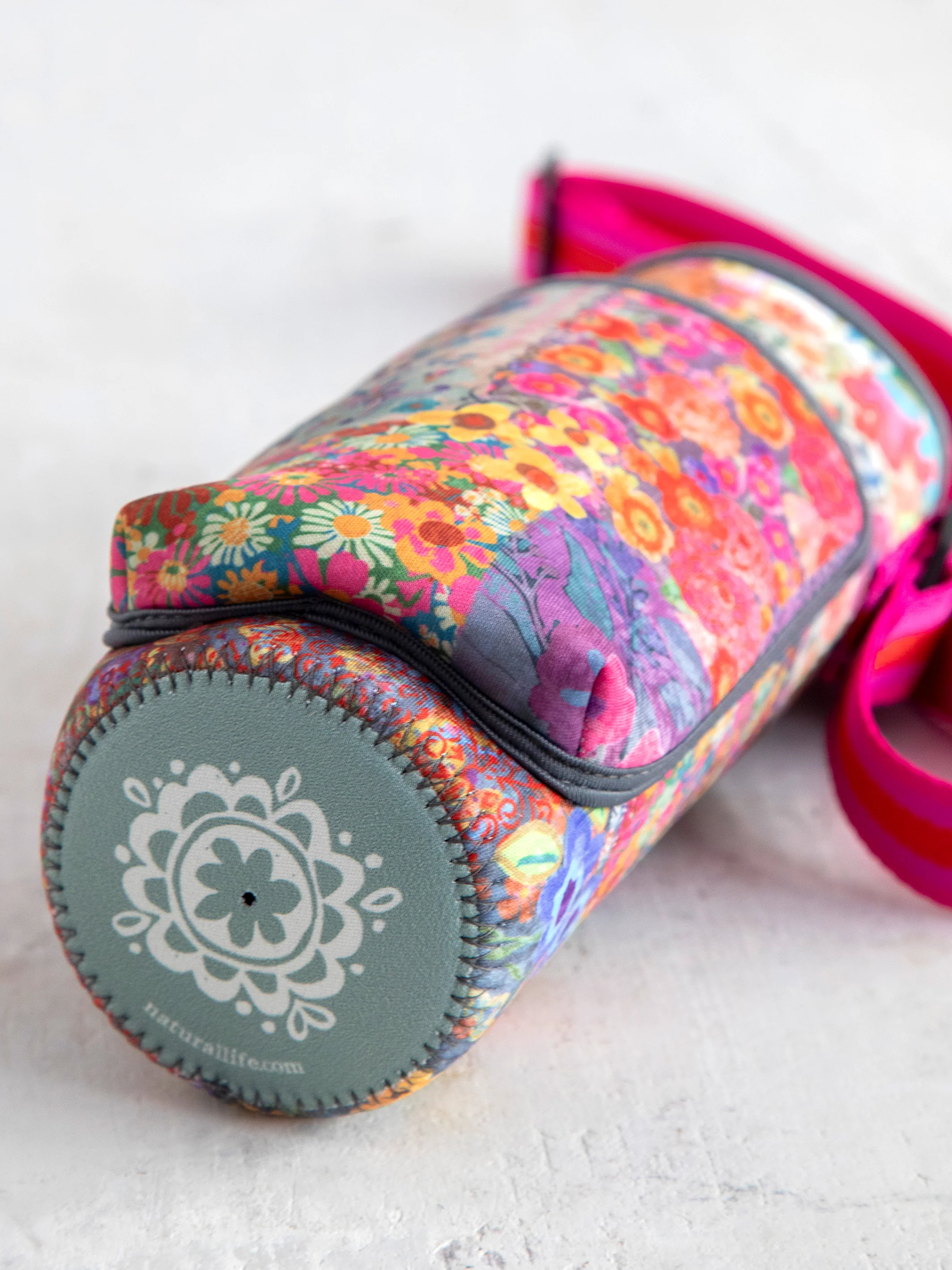 Insulated Water Bottle Carrier - Pink Patchwork - Image 3