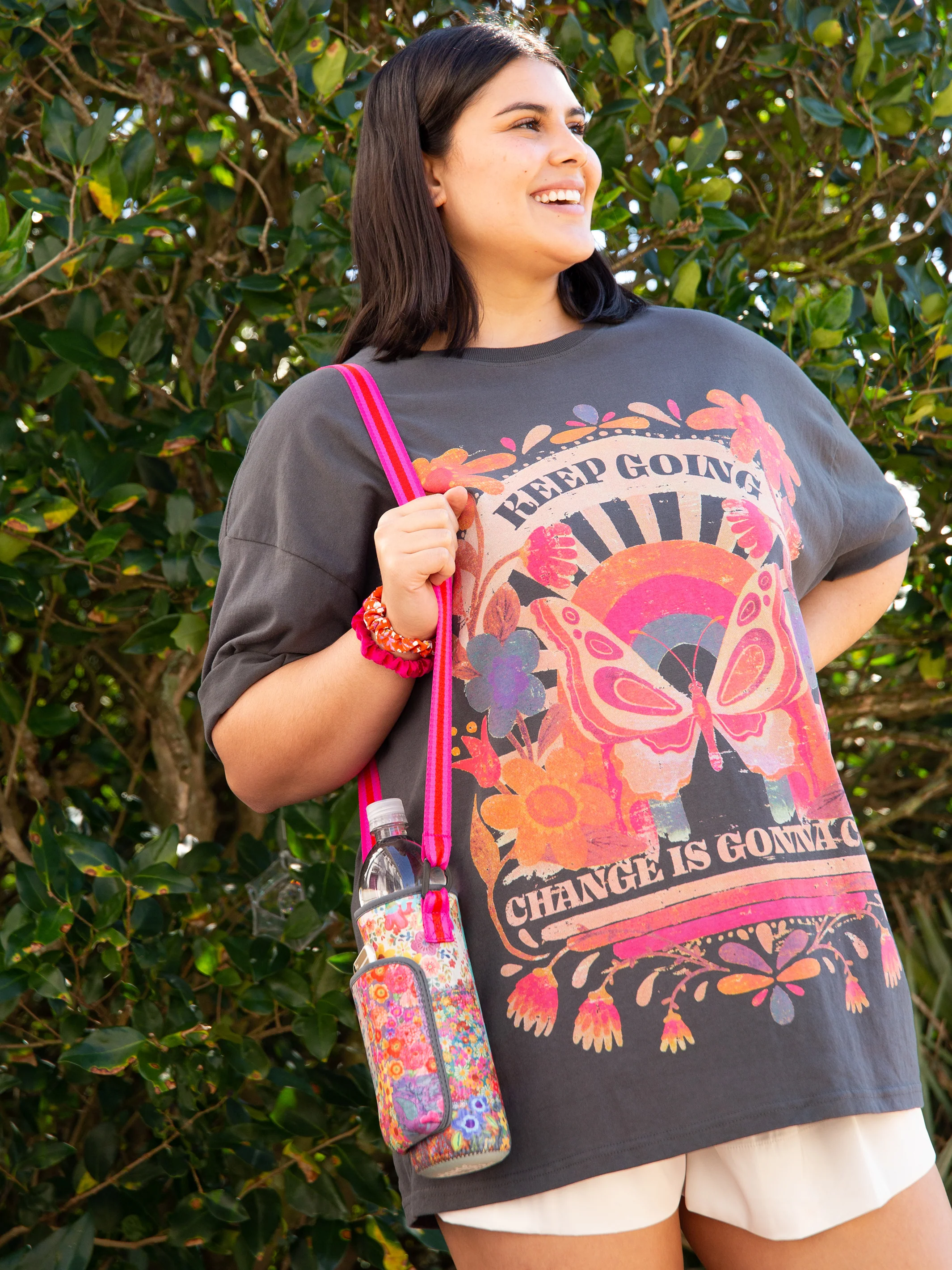 Insulated Water Bottle Carrier - Pink Patchwork - Image 4