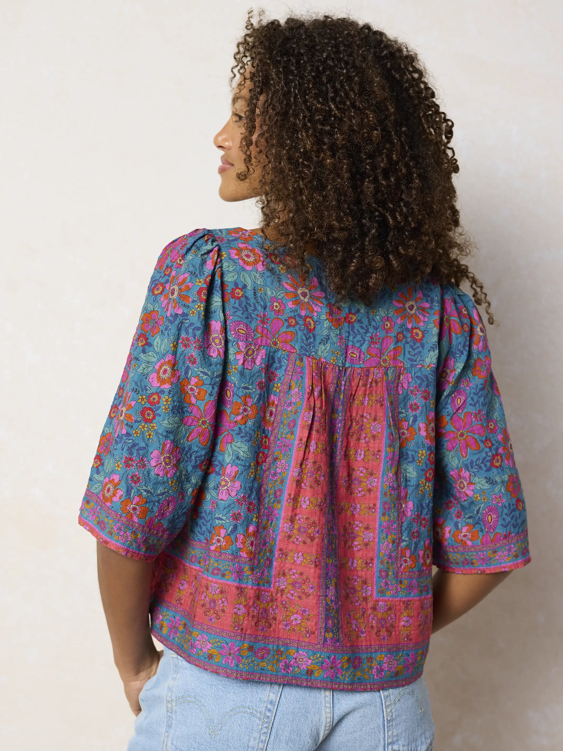 Kalli Top - Teal Boho Border Scarf - Image 3