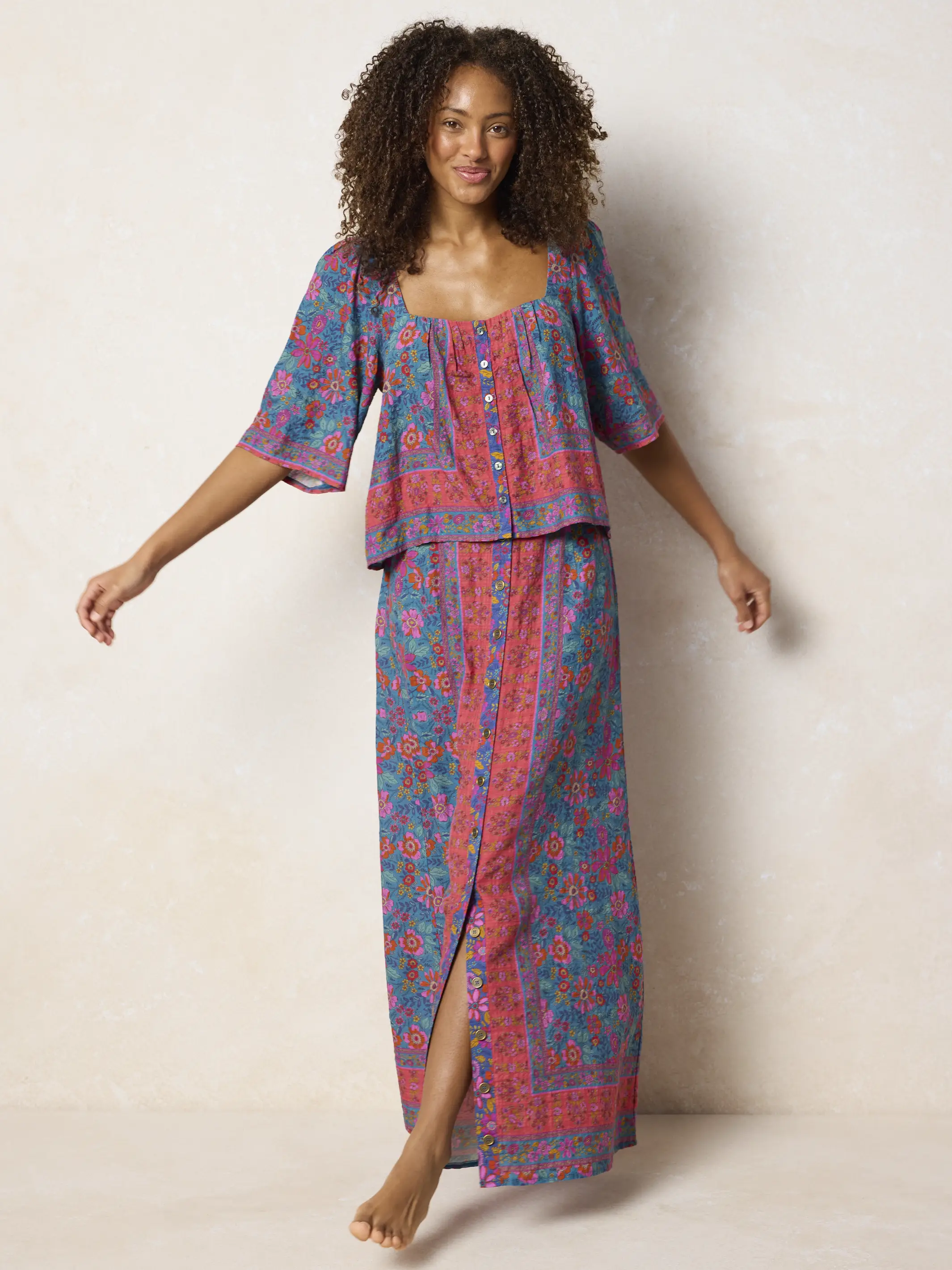Kalli Top - Teal Boho Border Scarf - Image 4