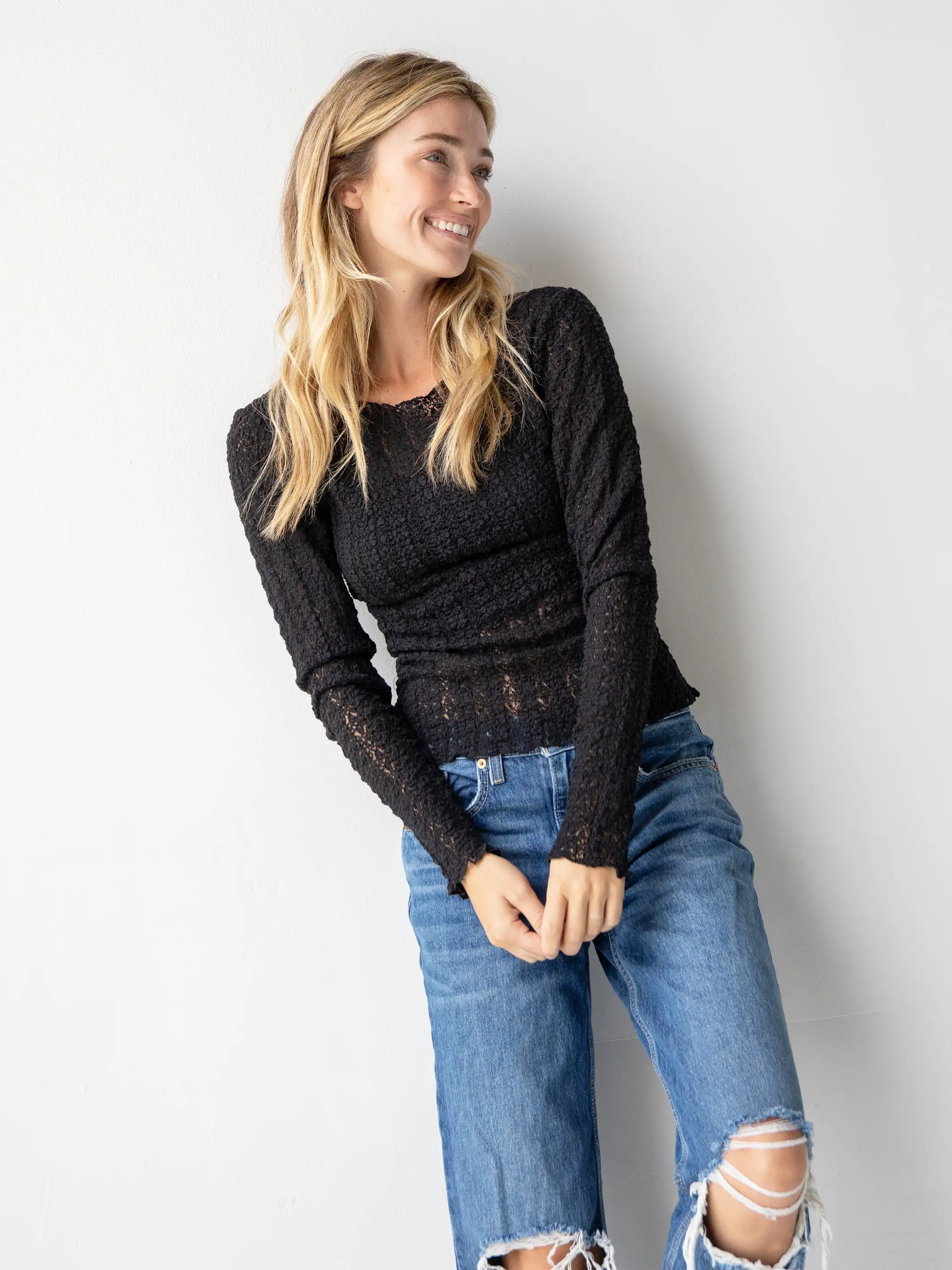 Lace Layering Top - Black - Image 4
