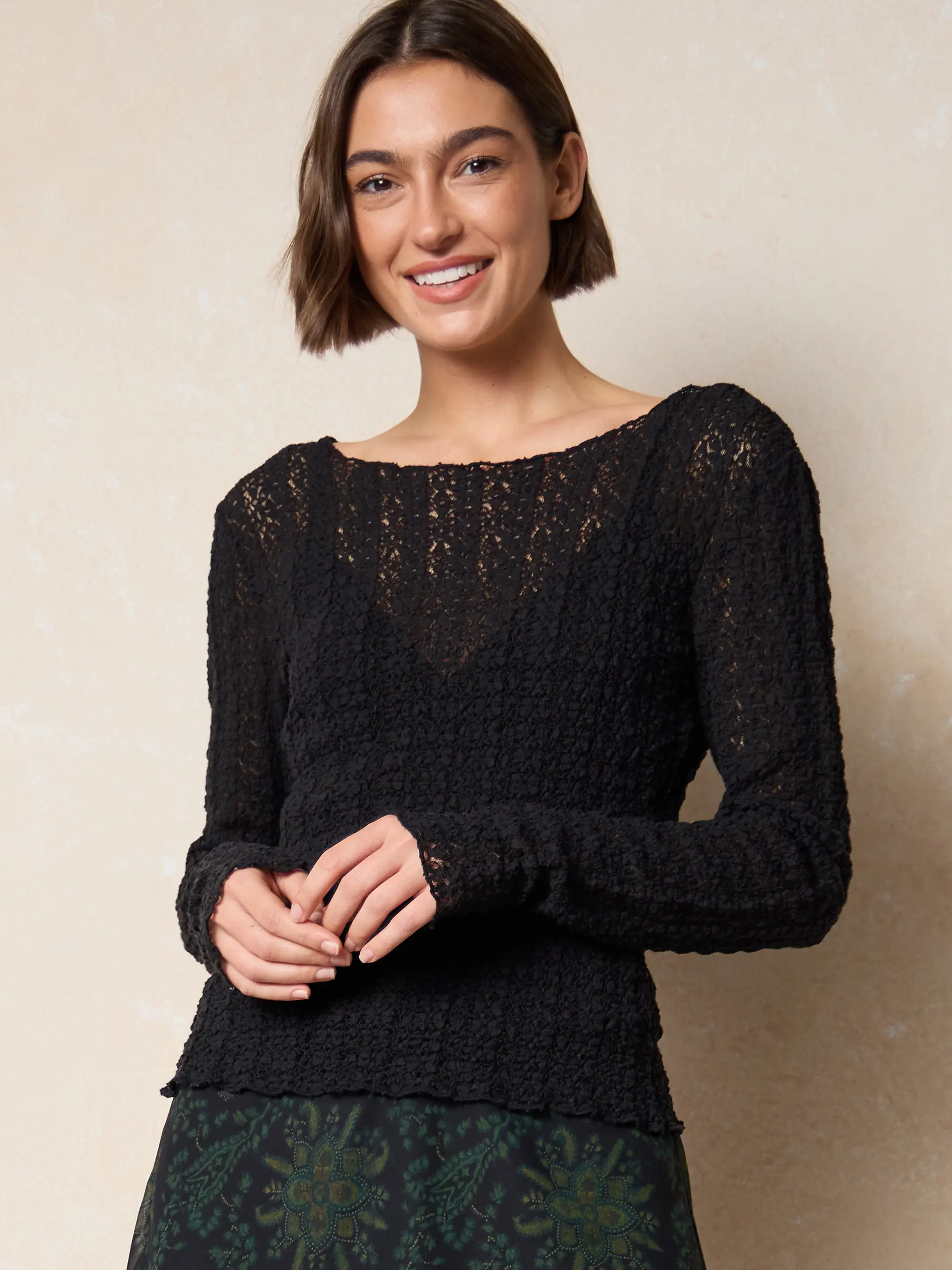 Lace Layering Top - Black - Image 5