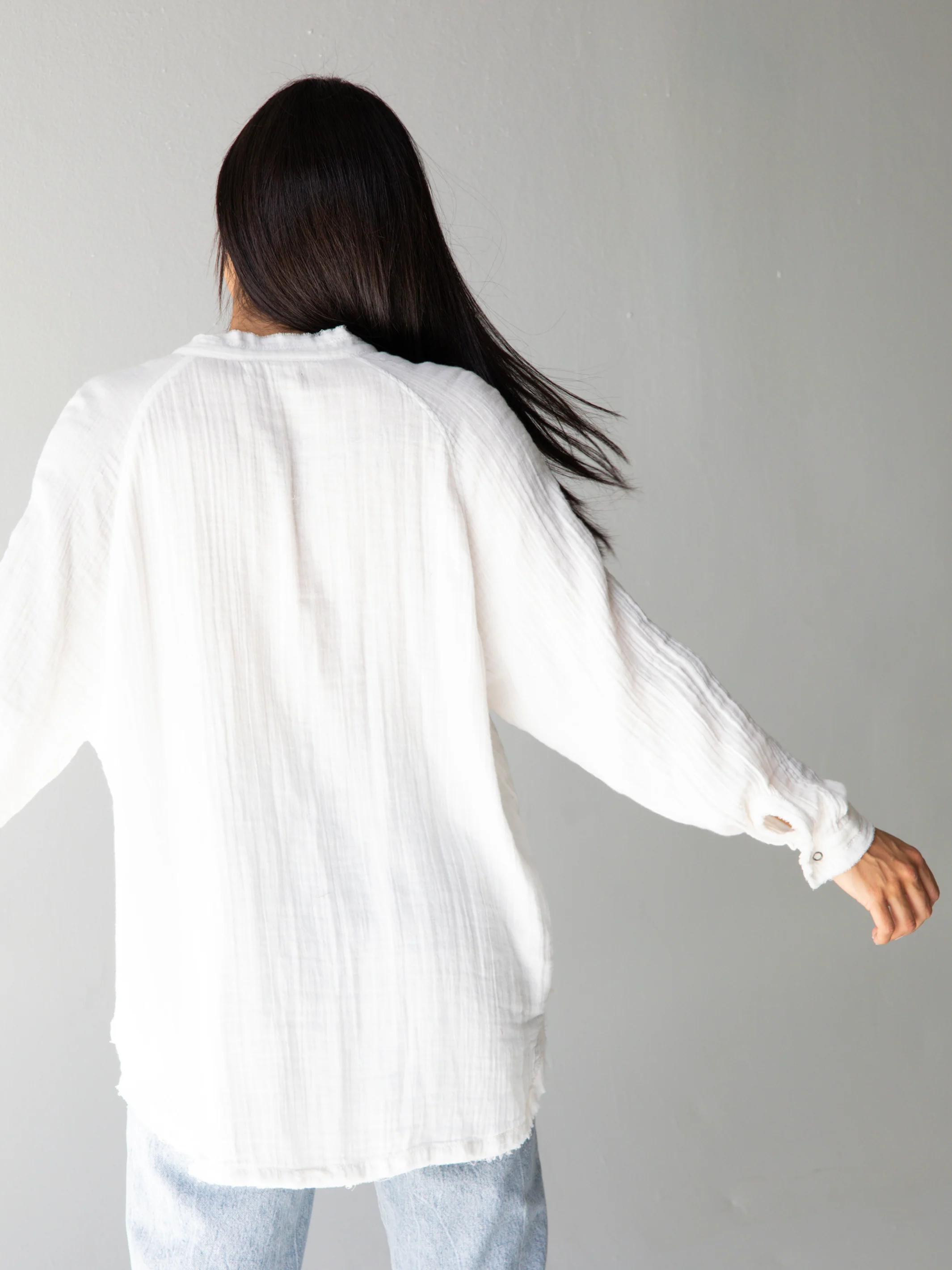 Laid Back Cotton Button Down Top - White - Image 4