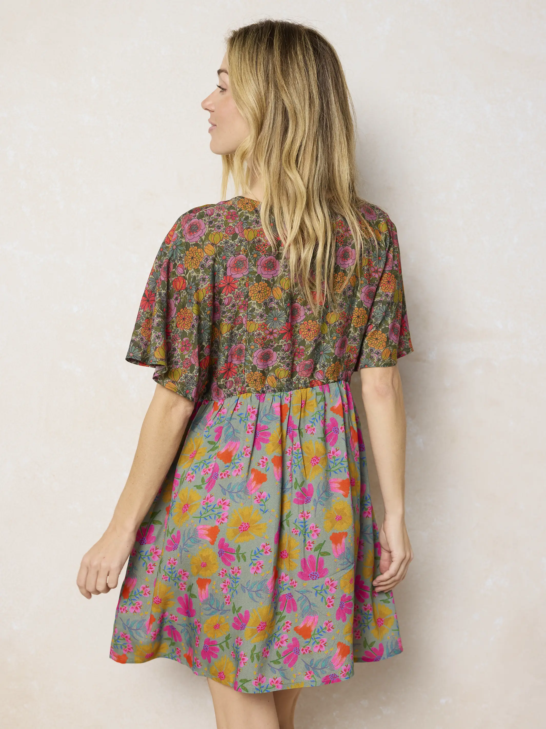 Laney Tie-Waist Mini Dress - Drawn Garden Multi - Image 4