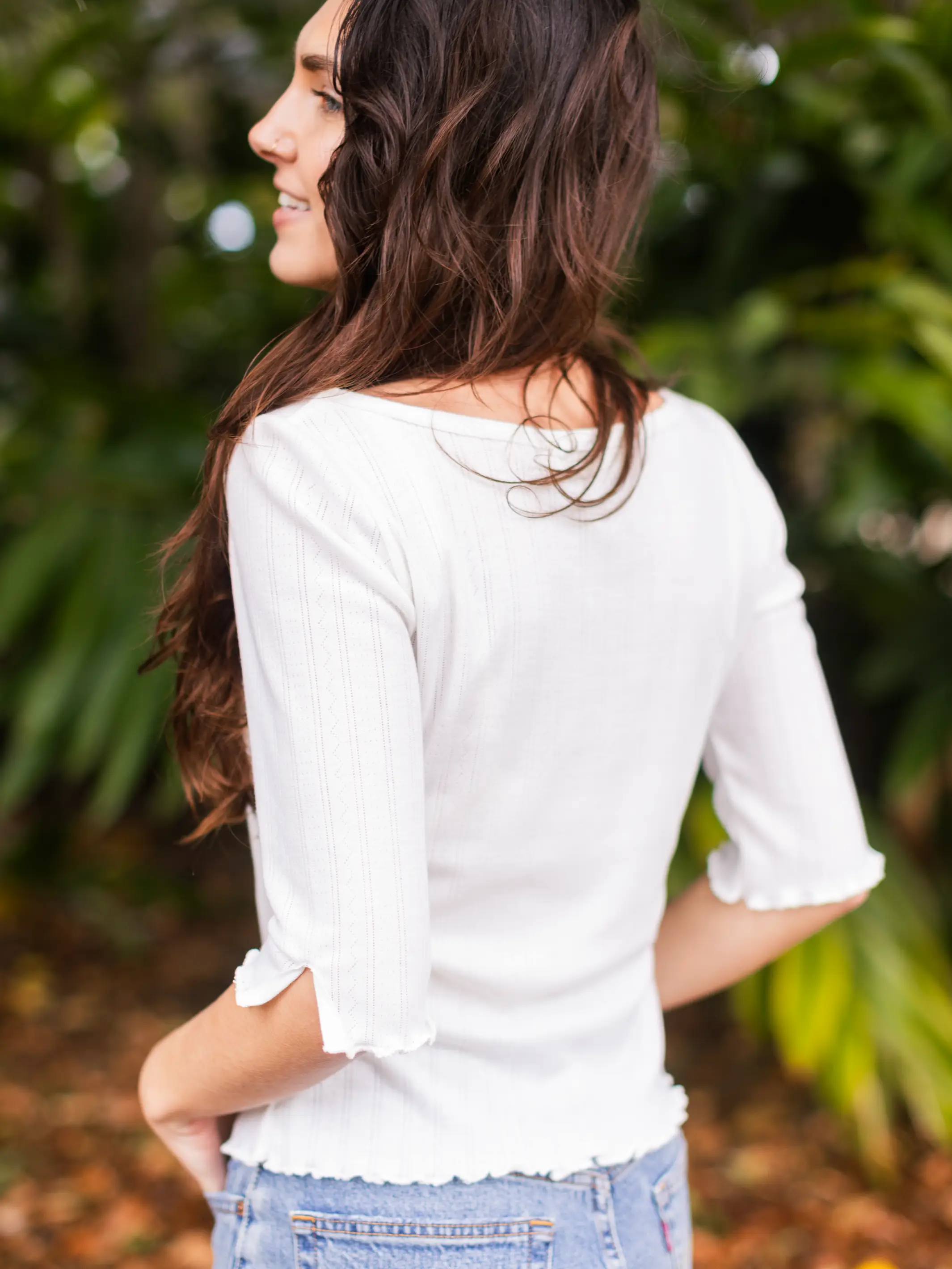 Leah Pointelle Top - White - Image 3