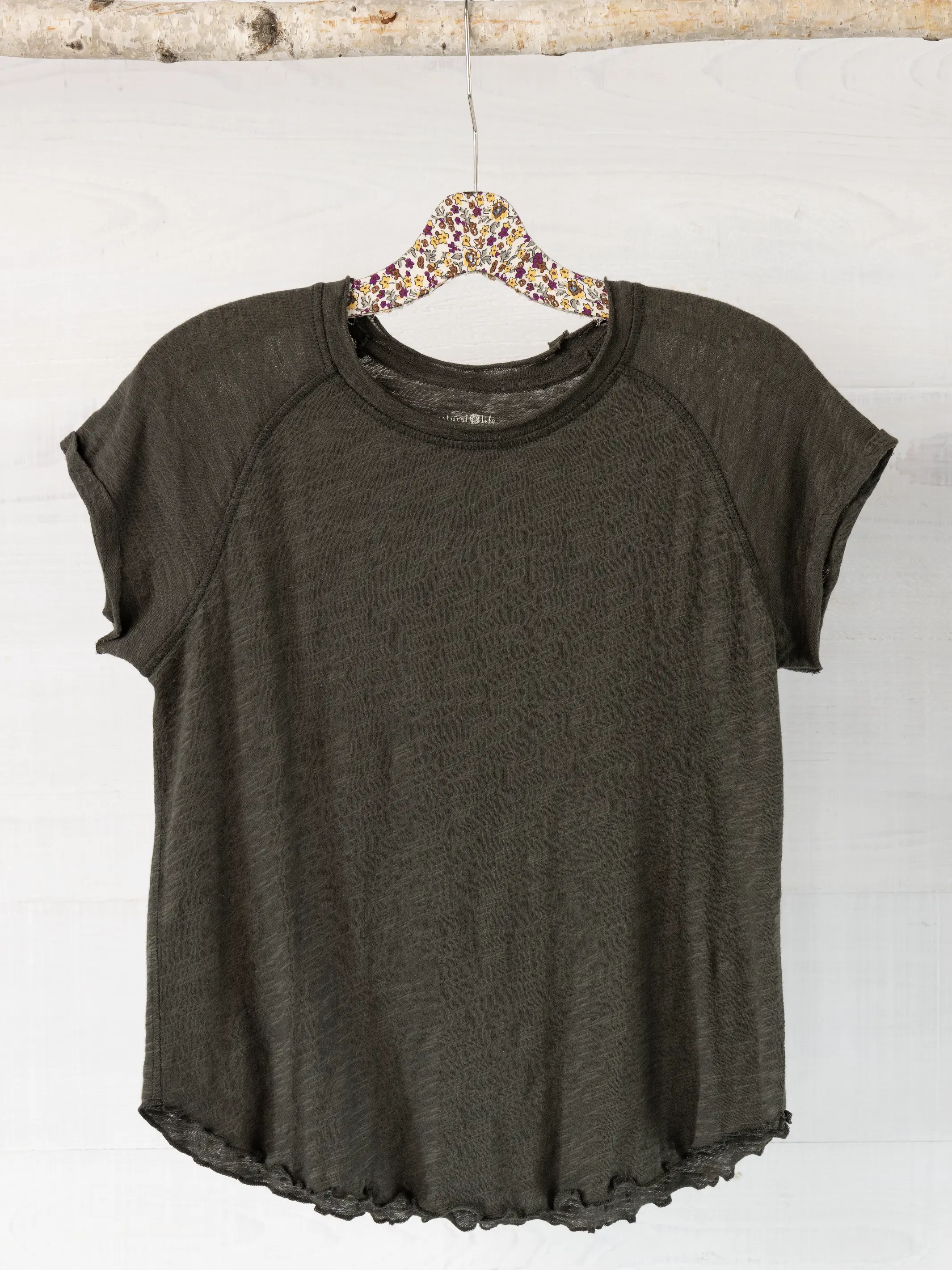 Lily Cotton Short Sleeve Tee Shirt - Charcoal - Image 2