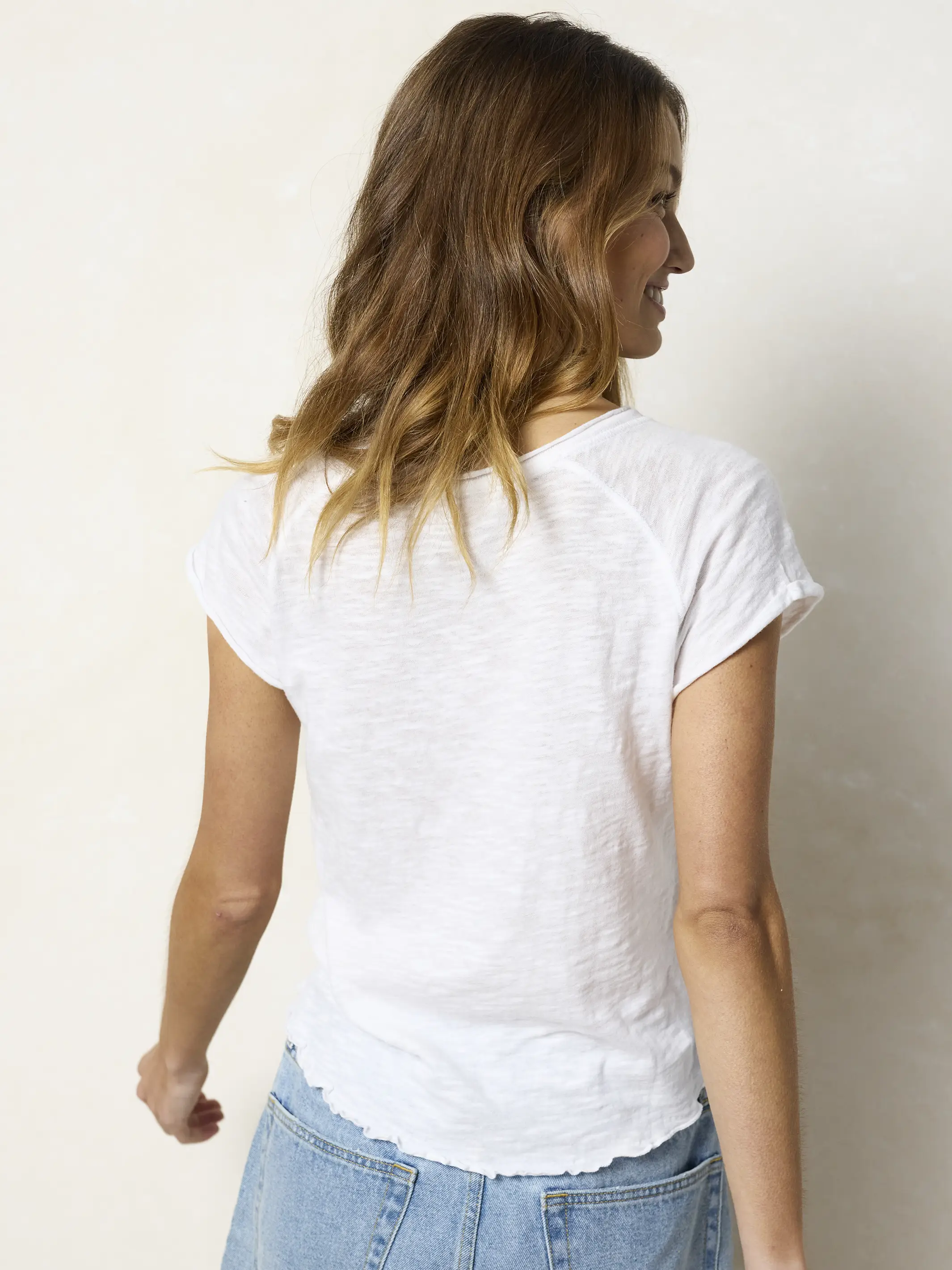 Lily Cotton Short Sleeve Tee Shirt - White - Image 3