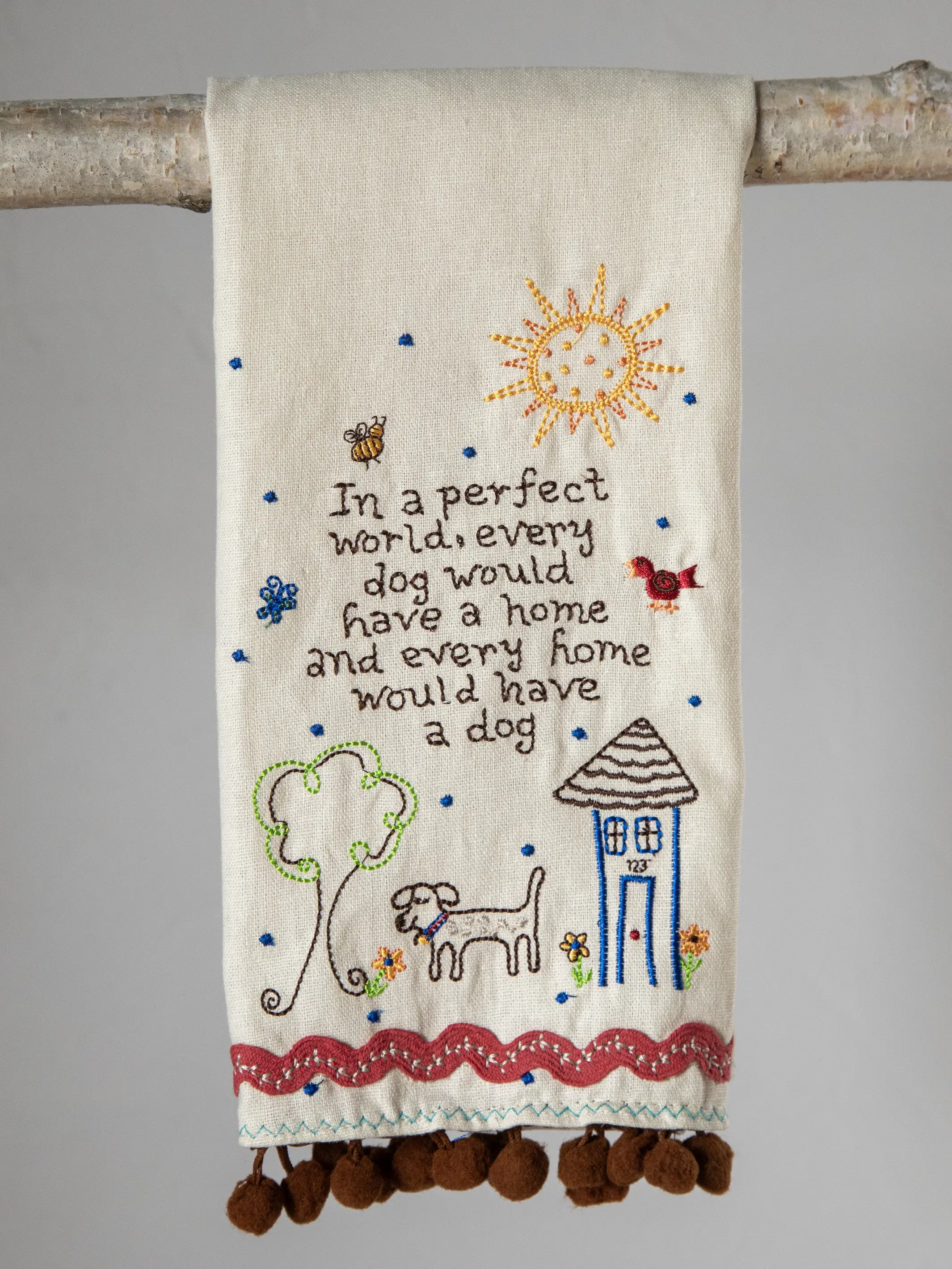 Linen Embroidered Hand Towel - Dog - Image 3