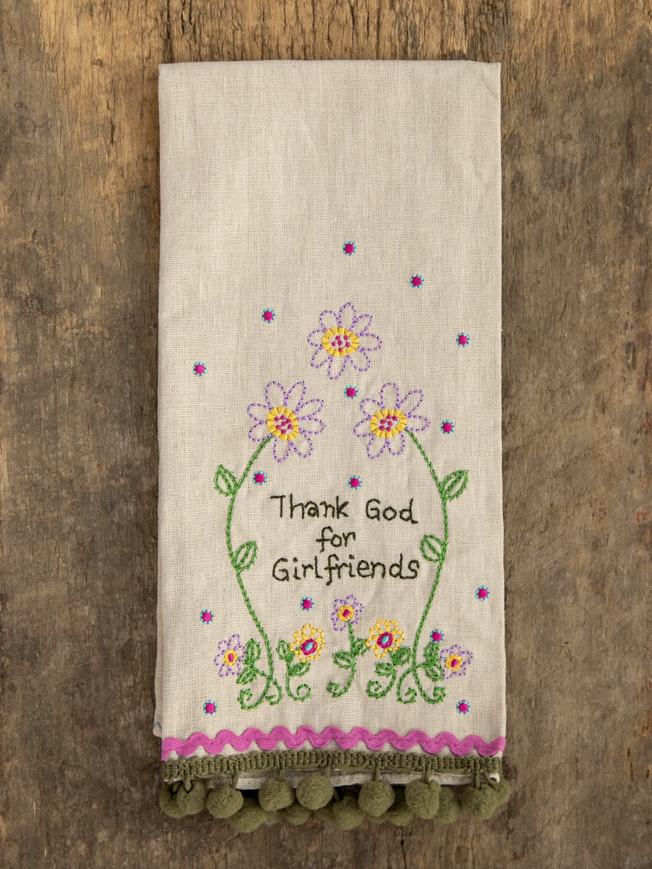 Linen Embroidered Hand Towel - Girlfriends - Image 2