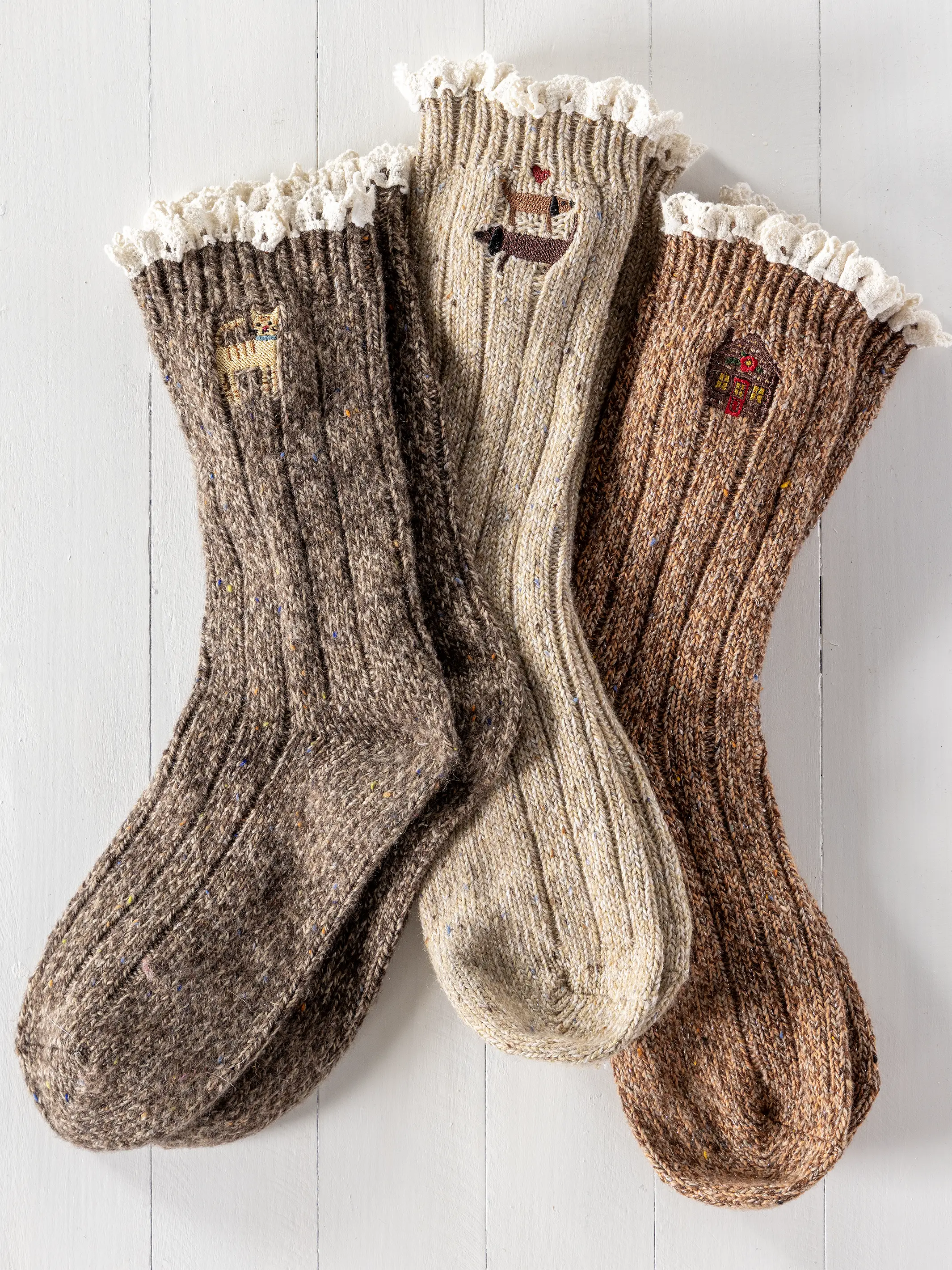 Little Things Embroidered Socks - Cabin - Image 4