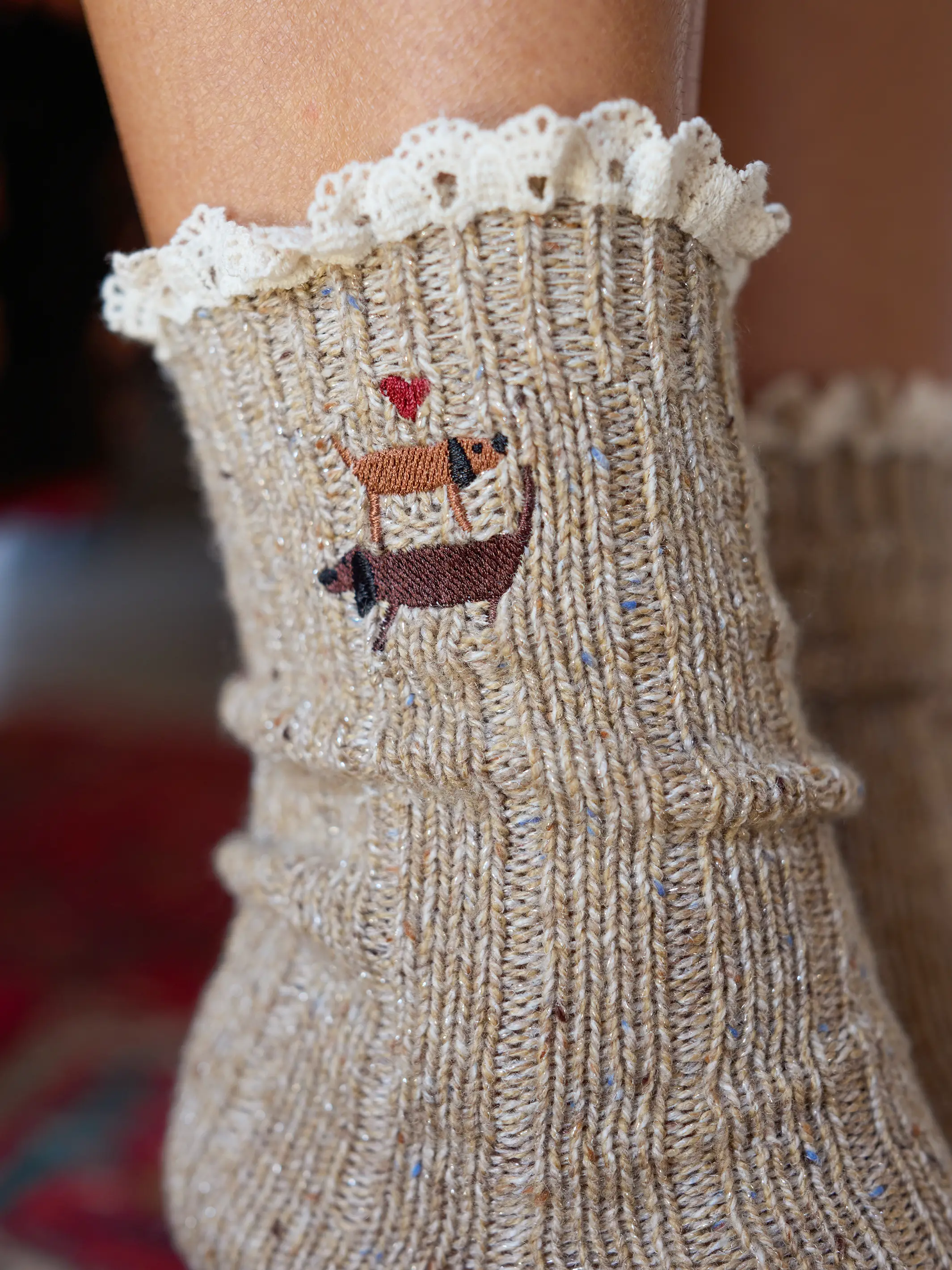 Little Things Embroidered Socks - Dog - Image 2