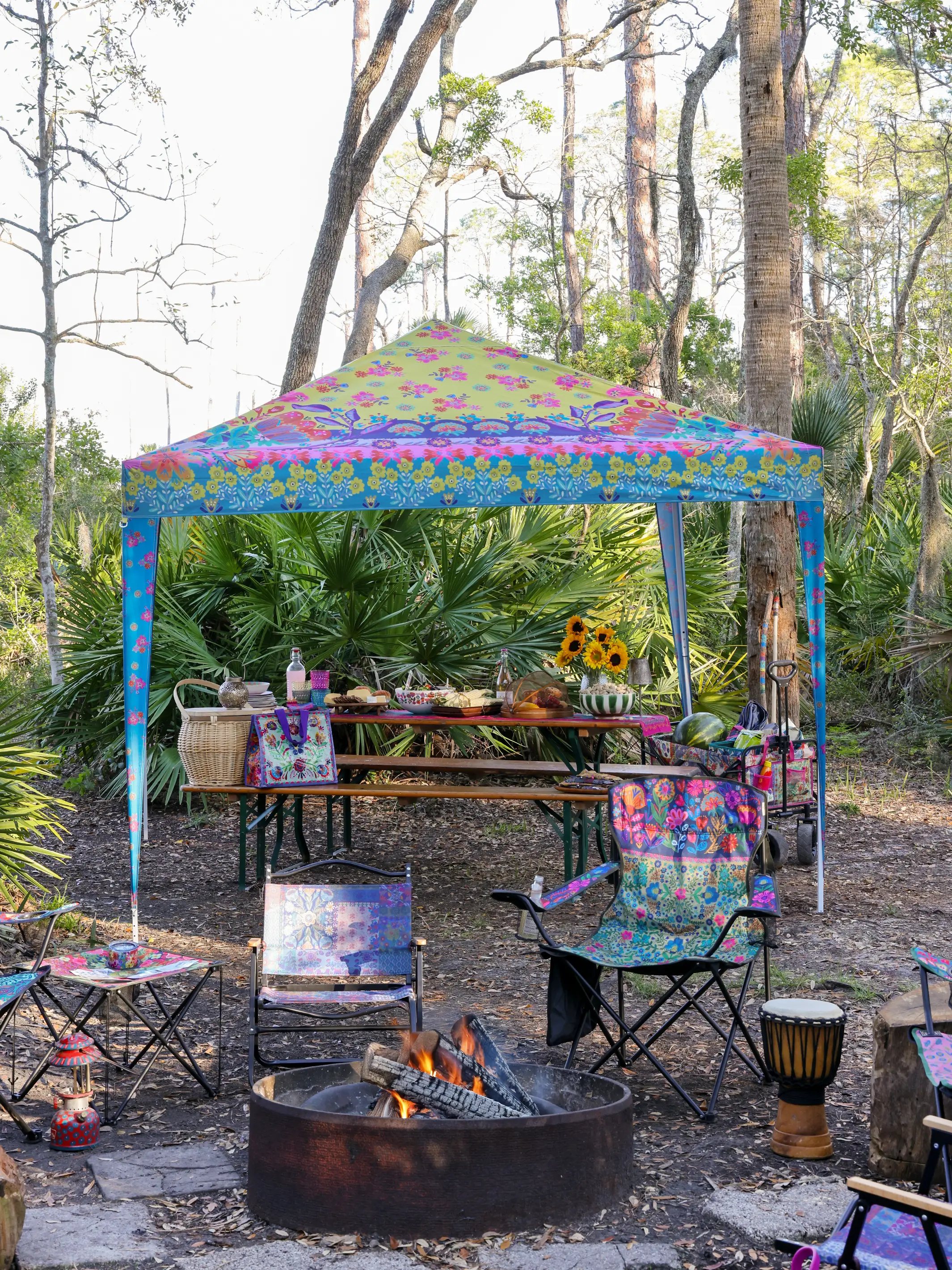 Live Happy Instant Canopy Tent - Dark Teal Floral - Image 2