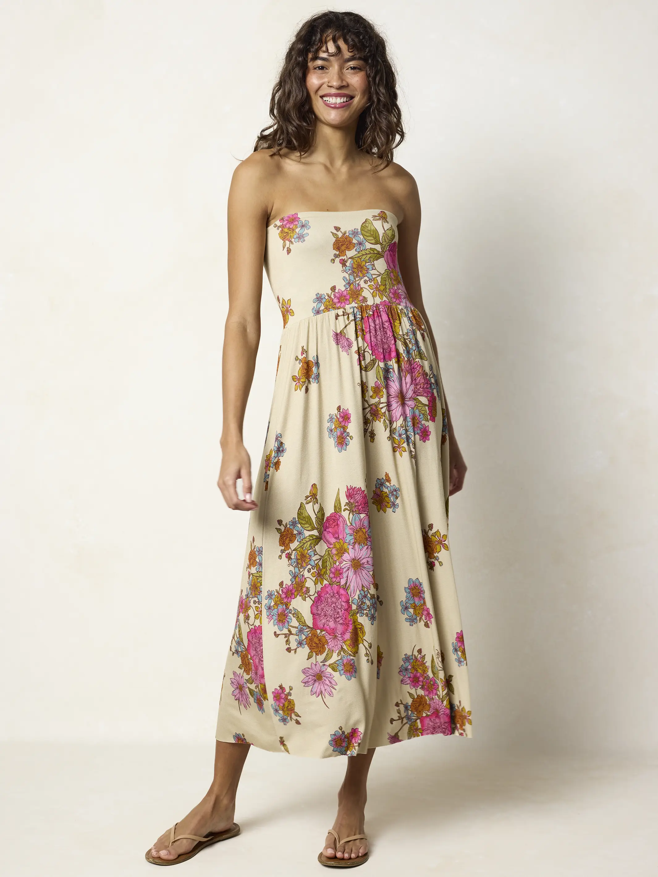 Live-In-It Knit "ButterSoft" Maxi Skirt - English Garden Cream - Image 2