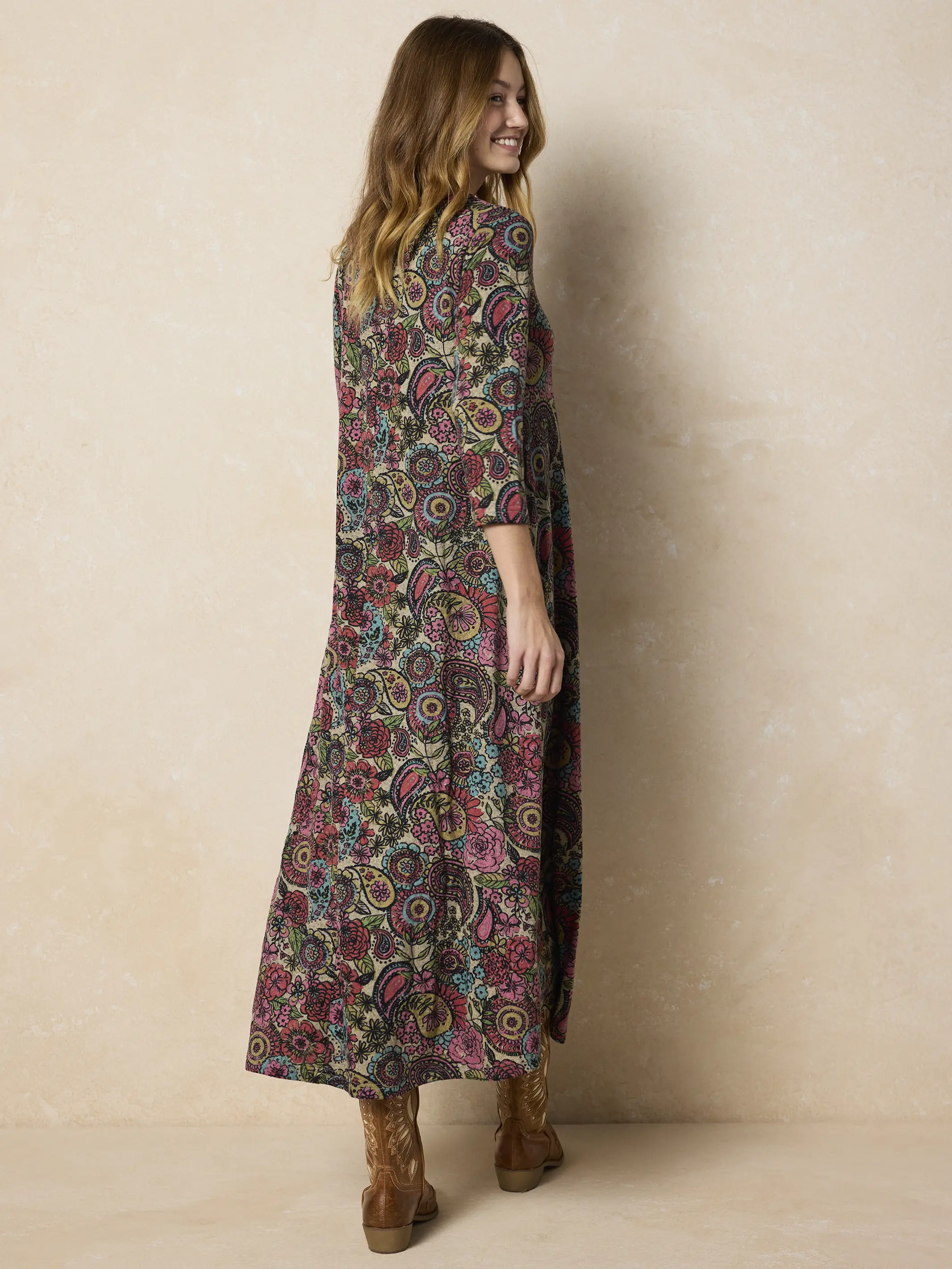 Lottie Sweater Knit Maxi Dress - Sketched Paisley Multi - Image 3