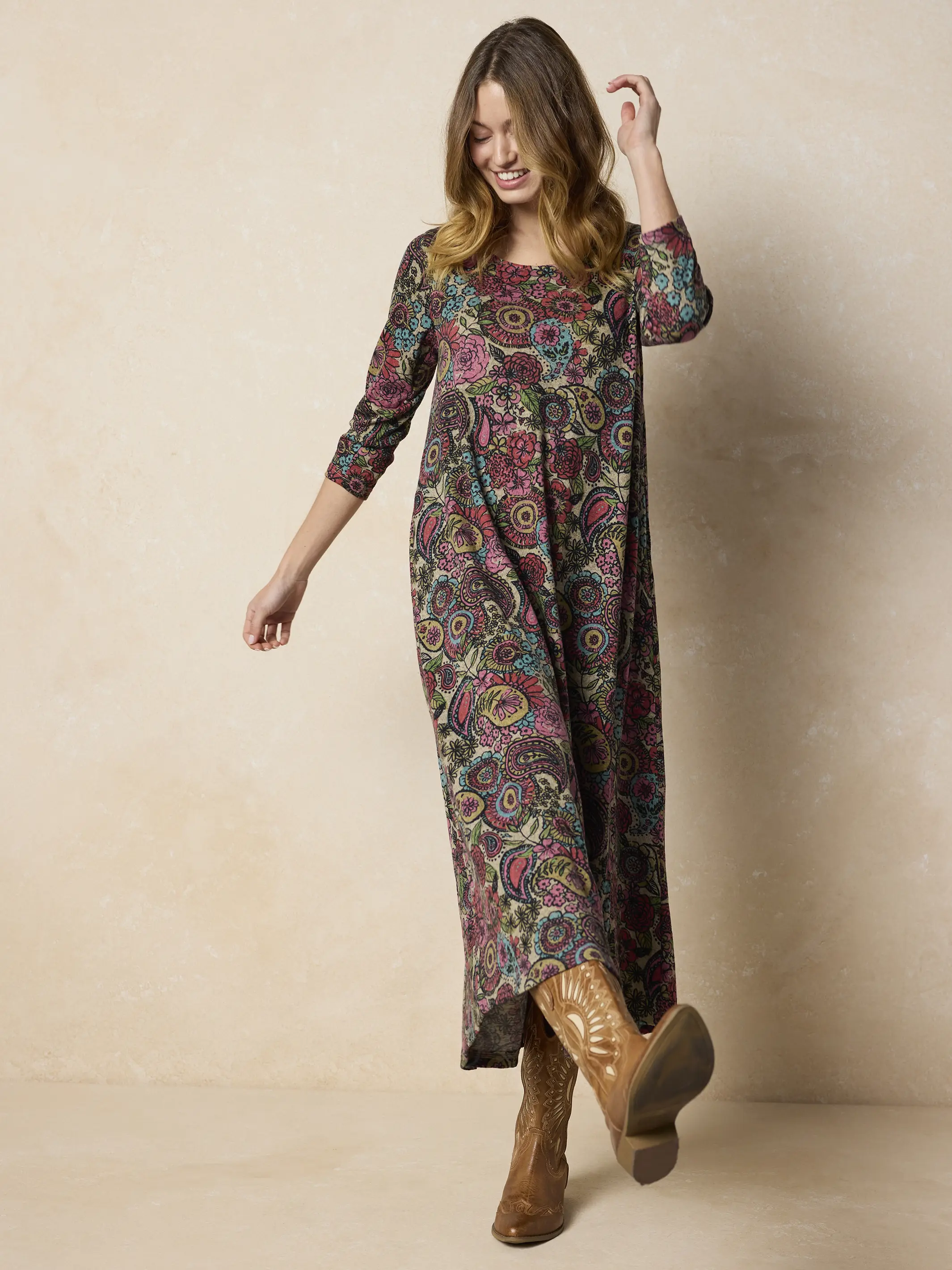 Lottie Sweater Knit Maxi Dress - Sketched Paisley Multi - Image 4