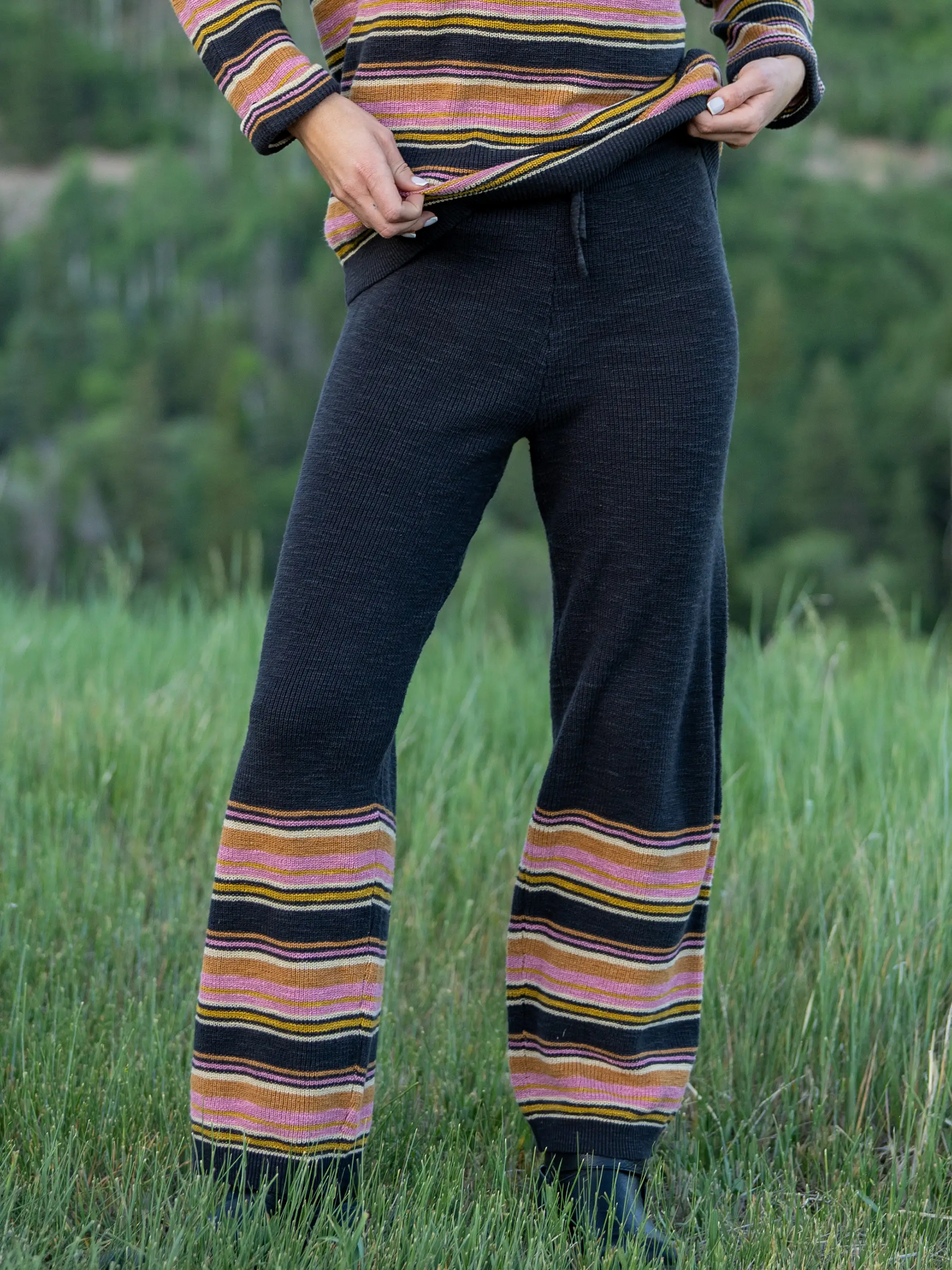 Lounge & Go Striped Cotton Set - Black - Image 3