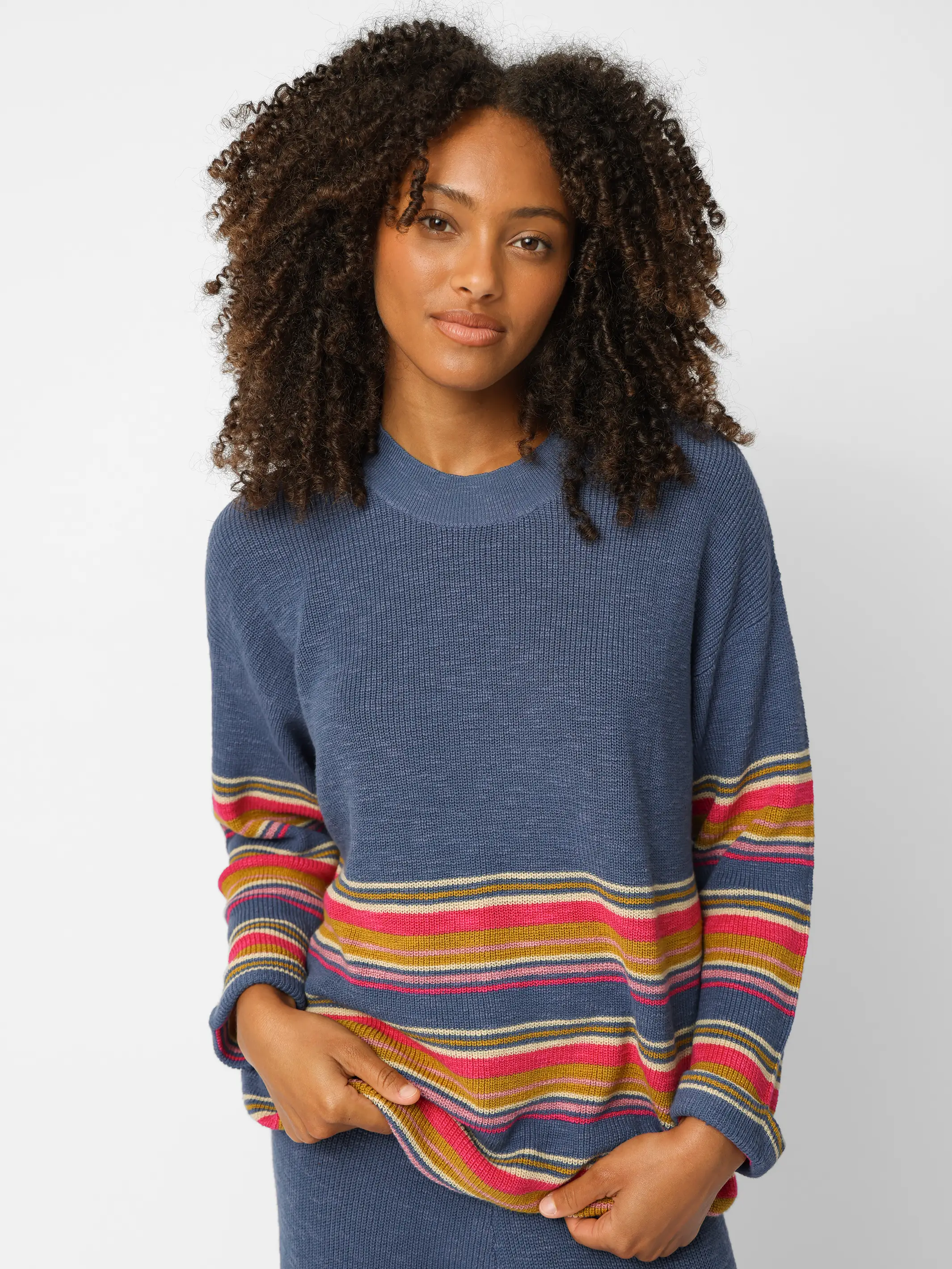 Lounge & Go Striped Cotton Set - Washed Navy - Image 2