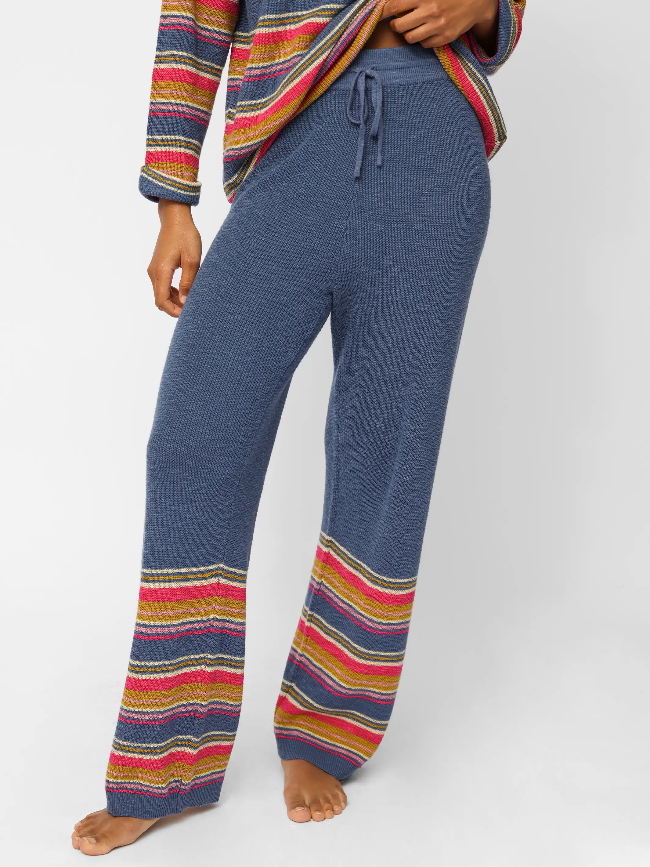 Lounge & Go Striped Cotton Set - Washed Navy - Image 5