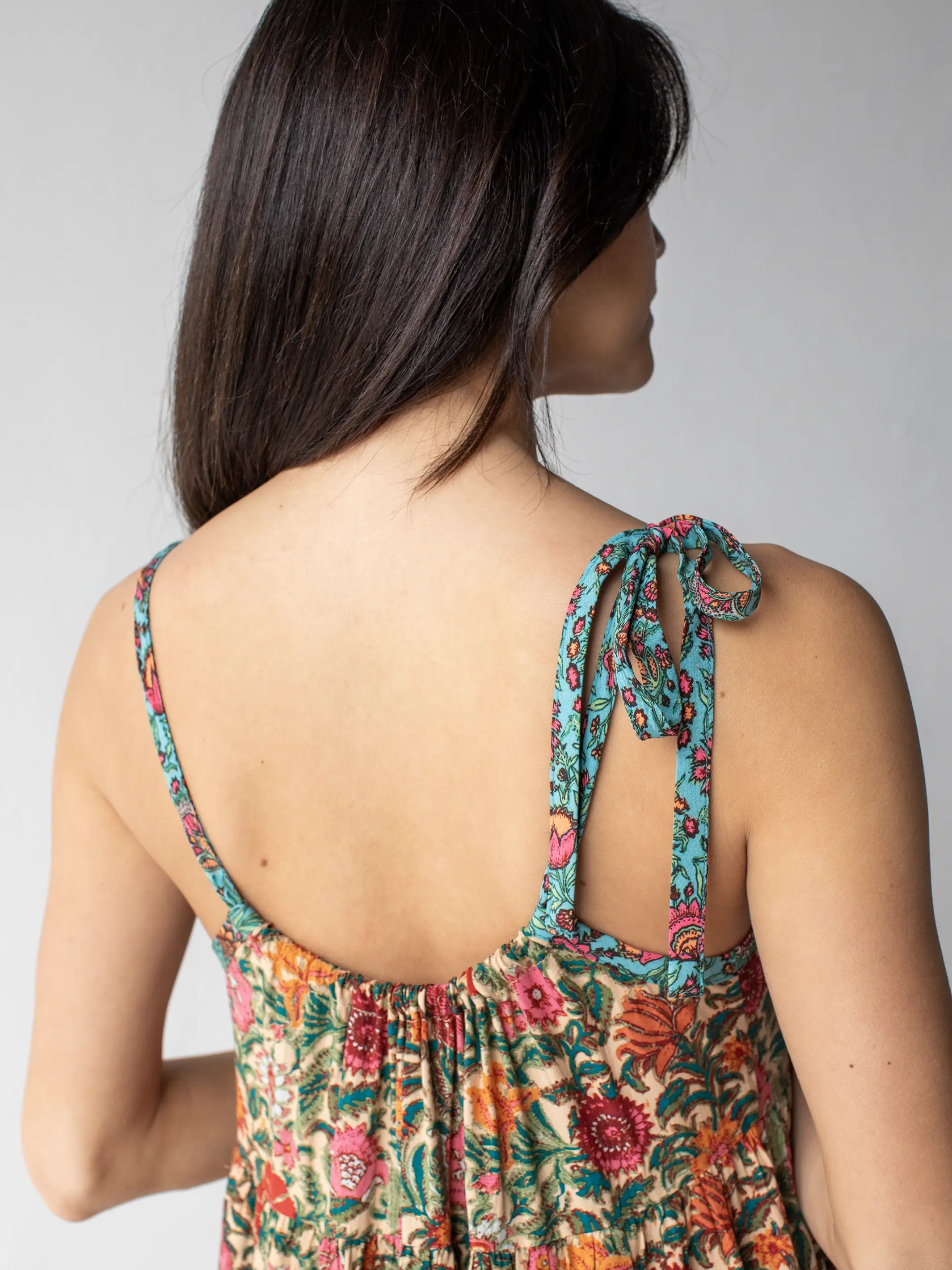 Maddie Mini Dress - Tan Pink Floral - Image 4