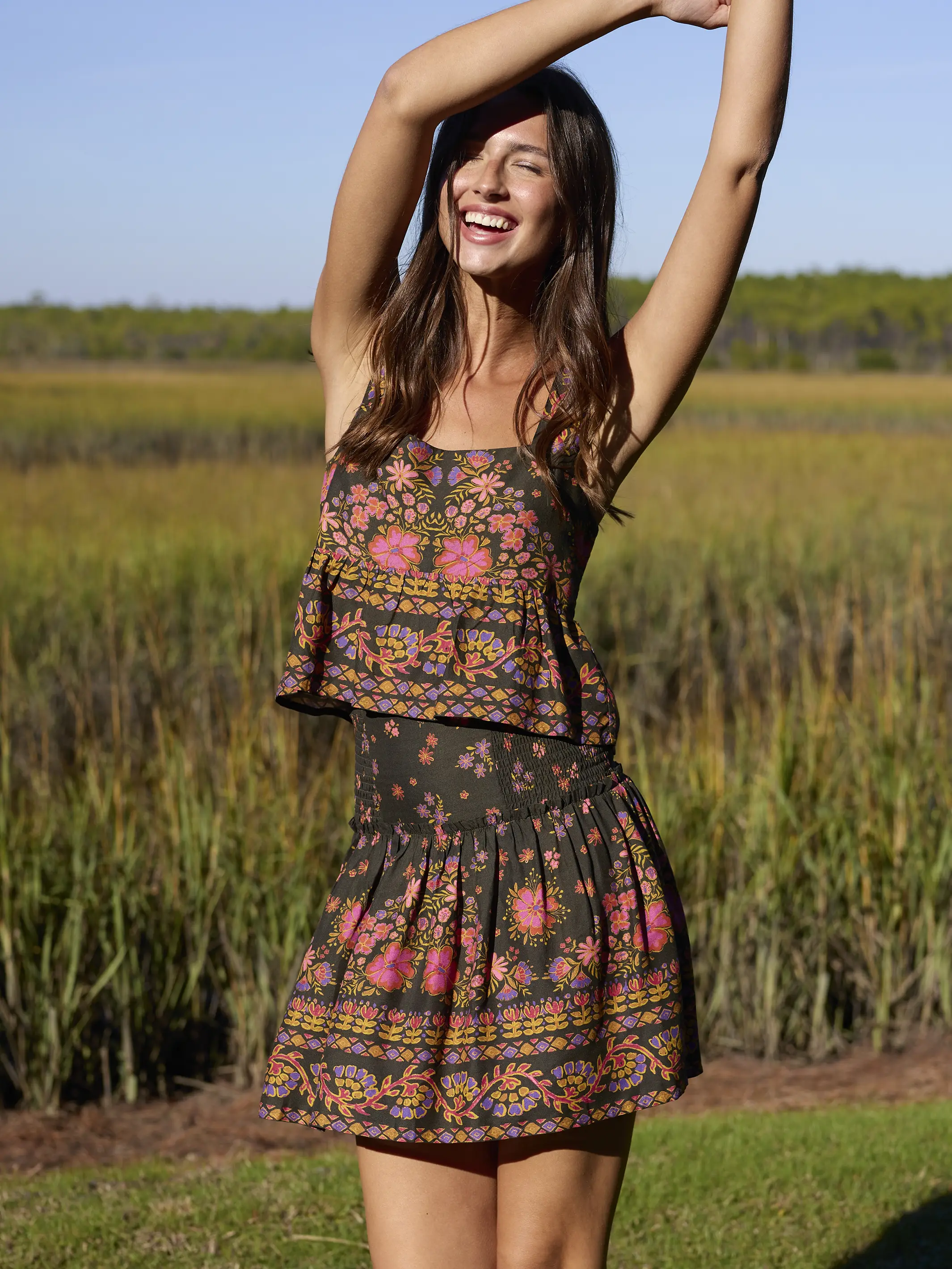 Malia Mini Skirt - Blooming Bandana Charcoal - Image 2
