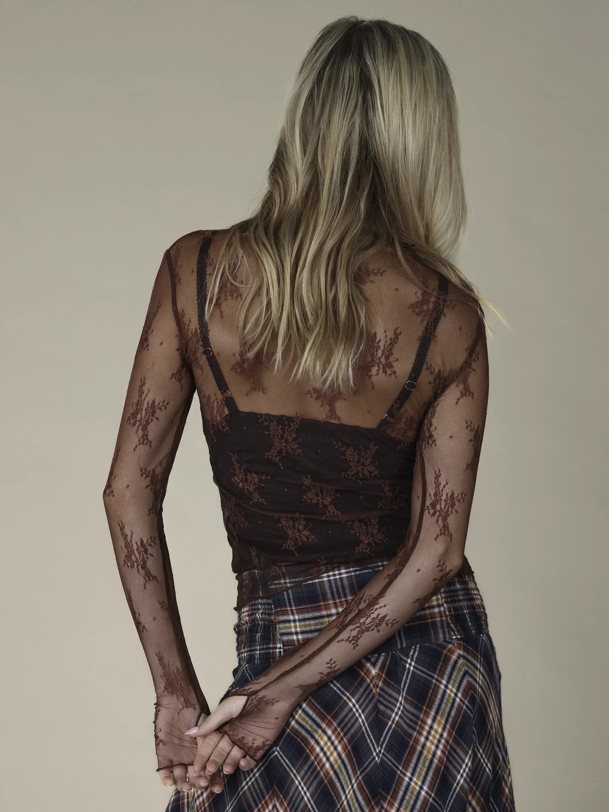 Maria Lace Layering Top - Brown - Image 2