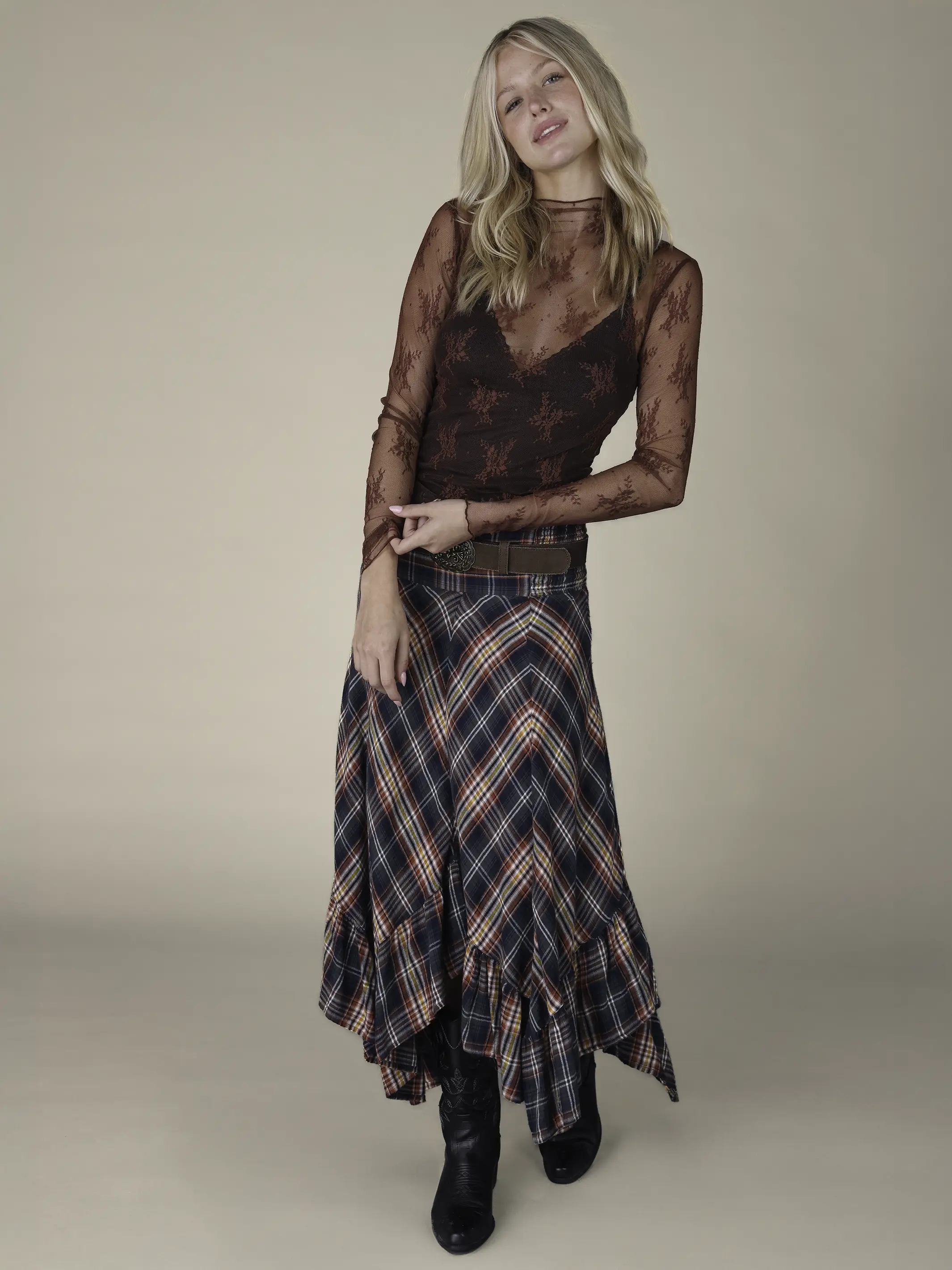 Maria Lace Layering Top - Brown - Image 3