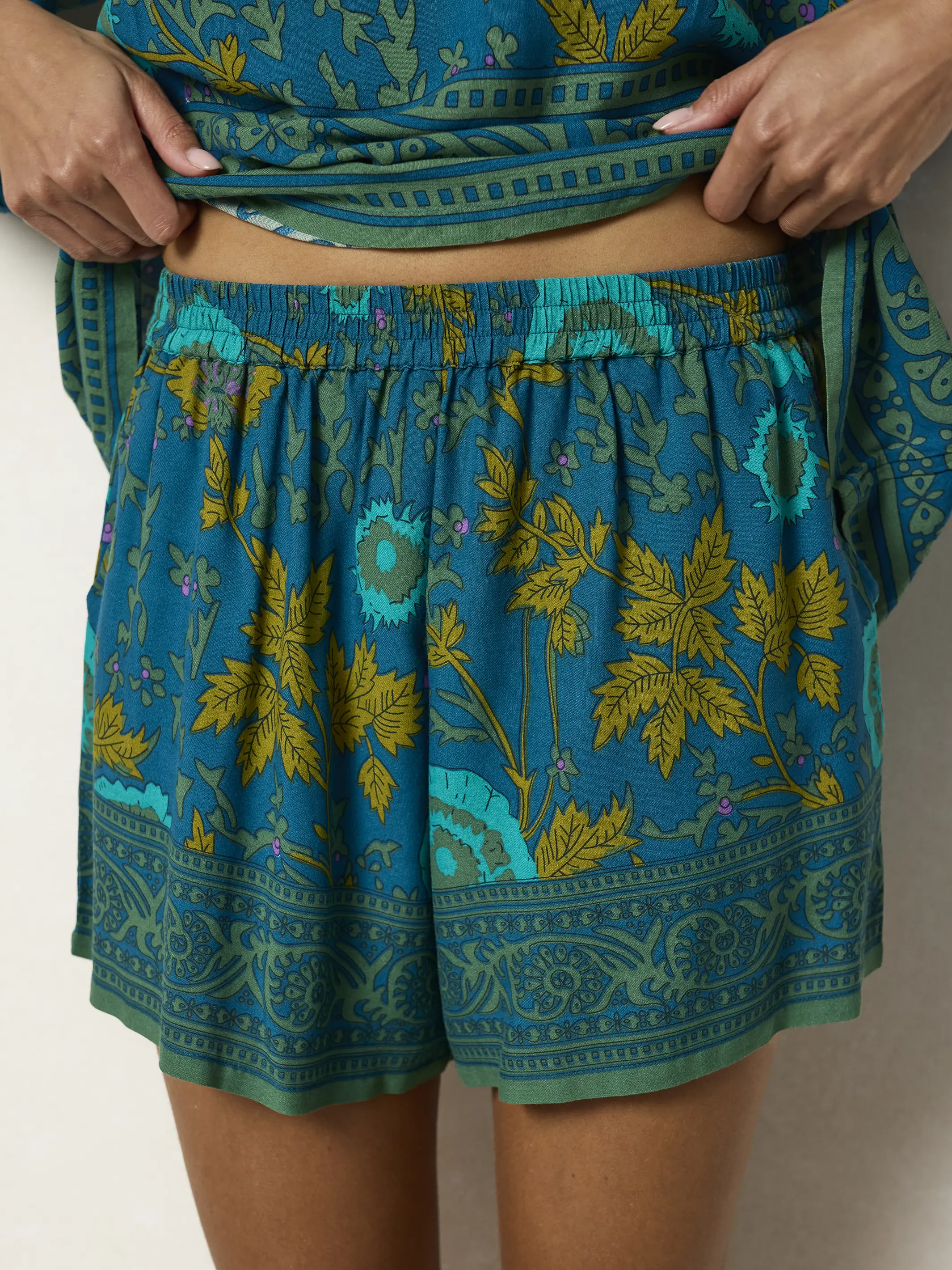 Maribel Shorts - Teal Sage Border - Image 5