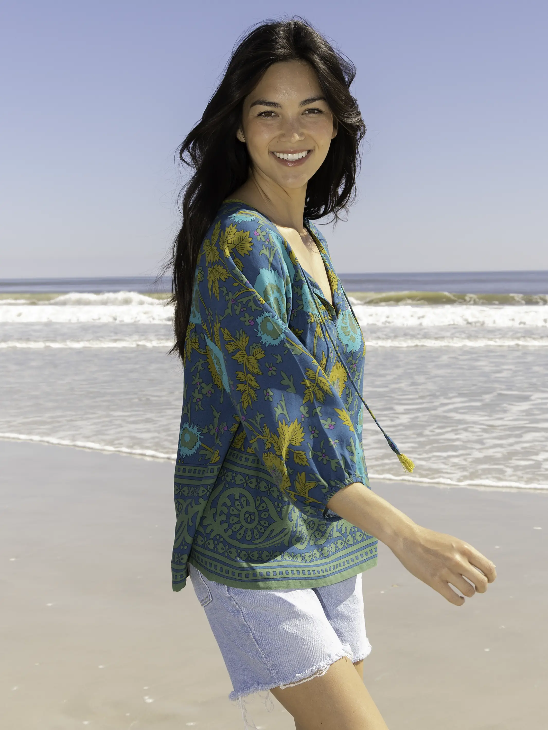 Maribel Top - Teal Sage Border - Image 3