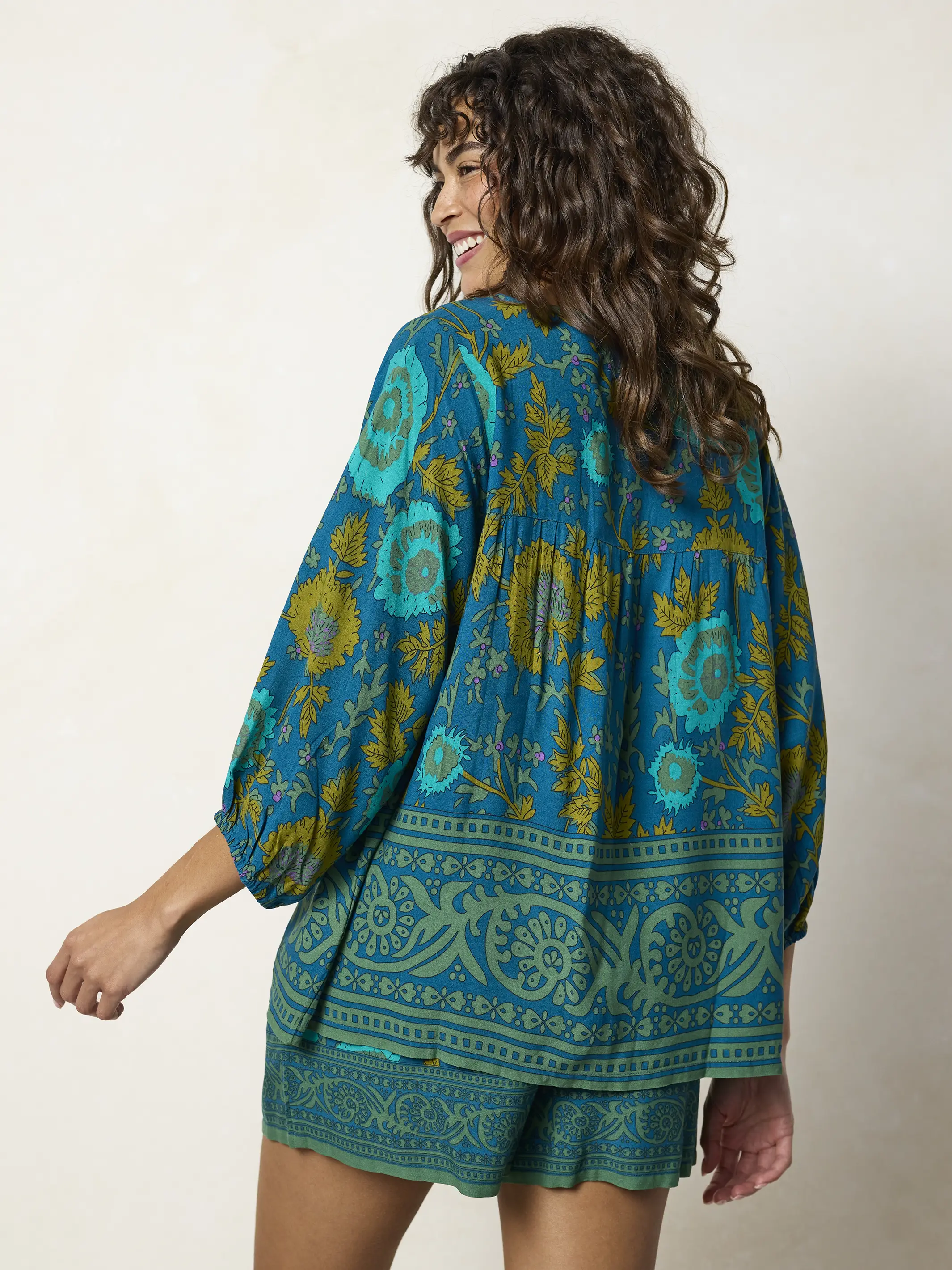 Maribel Top - Teal Sage Border - Image 4