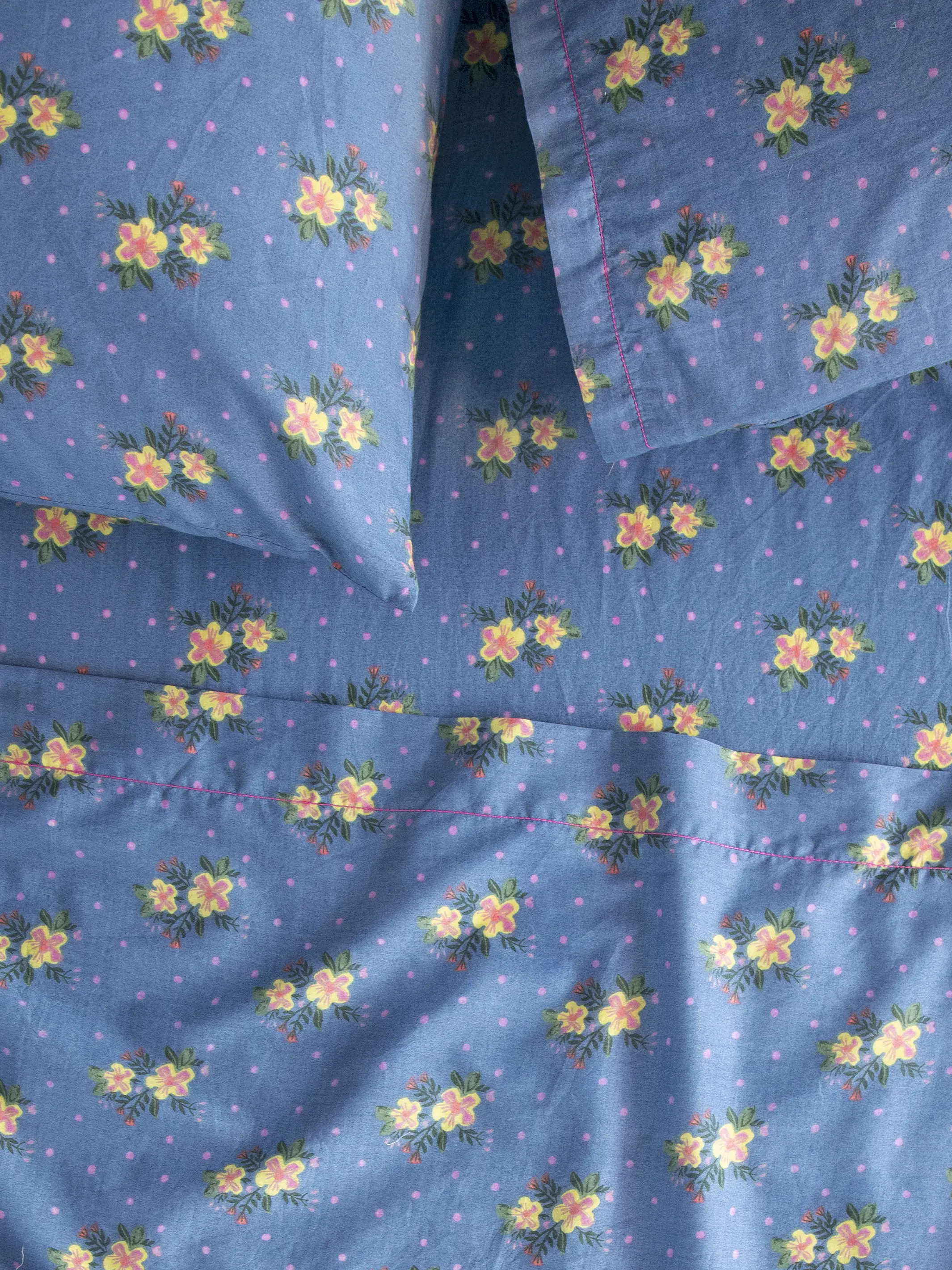 Mix & Match Cotton Fitted Sheet - Blue Nora - Image 4
