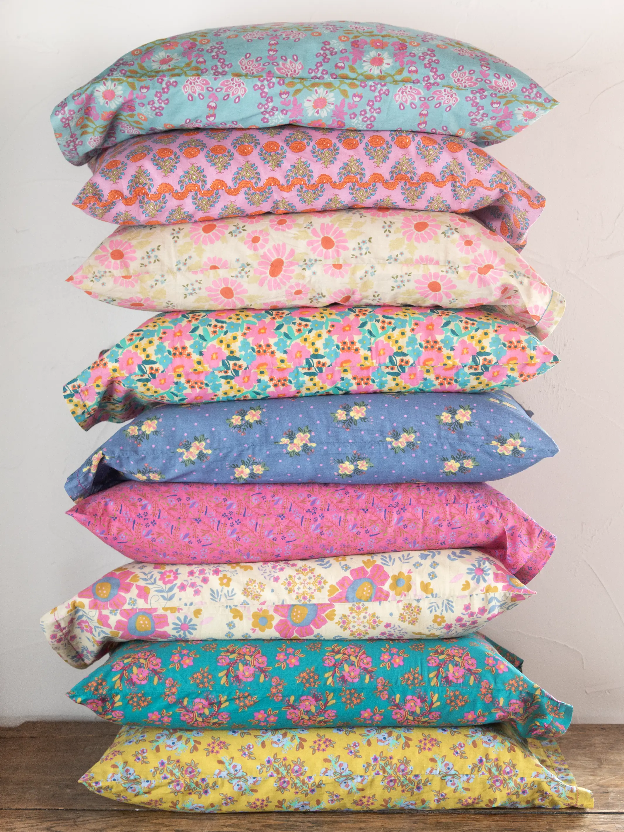 Mix & Match Cotton Pillowcase, Single - Blue Nora - Image 5