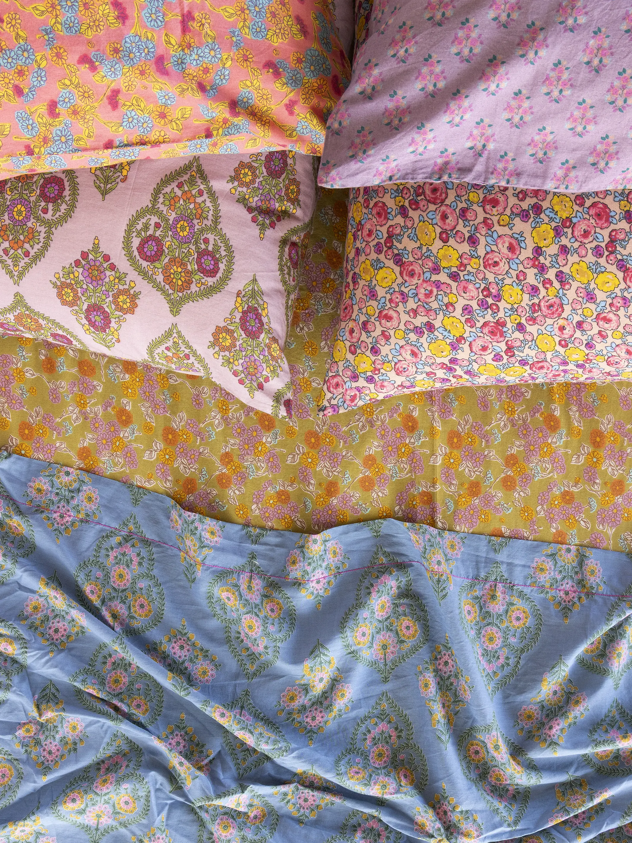 Mix & Match Cotton Pillowcase, Single - Coral Daisy Toss - Image 2