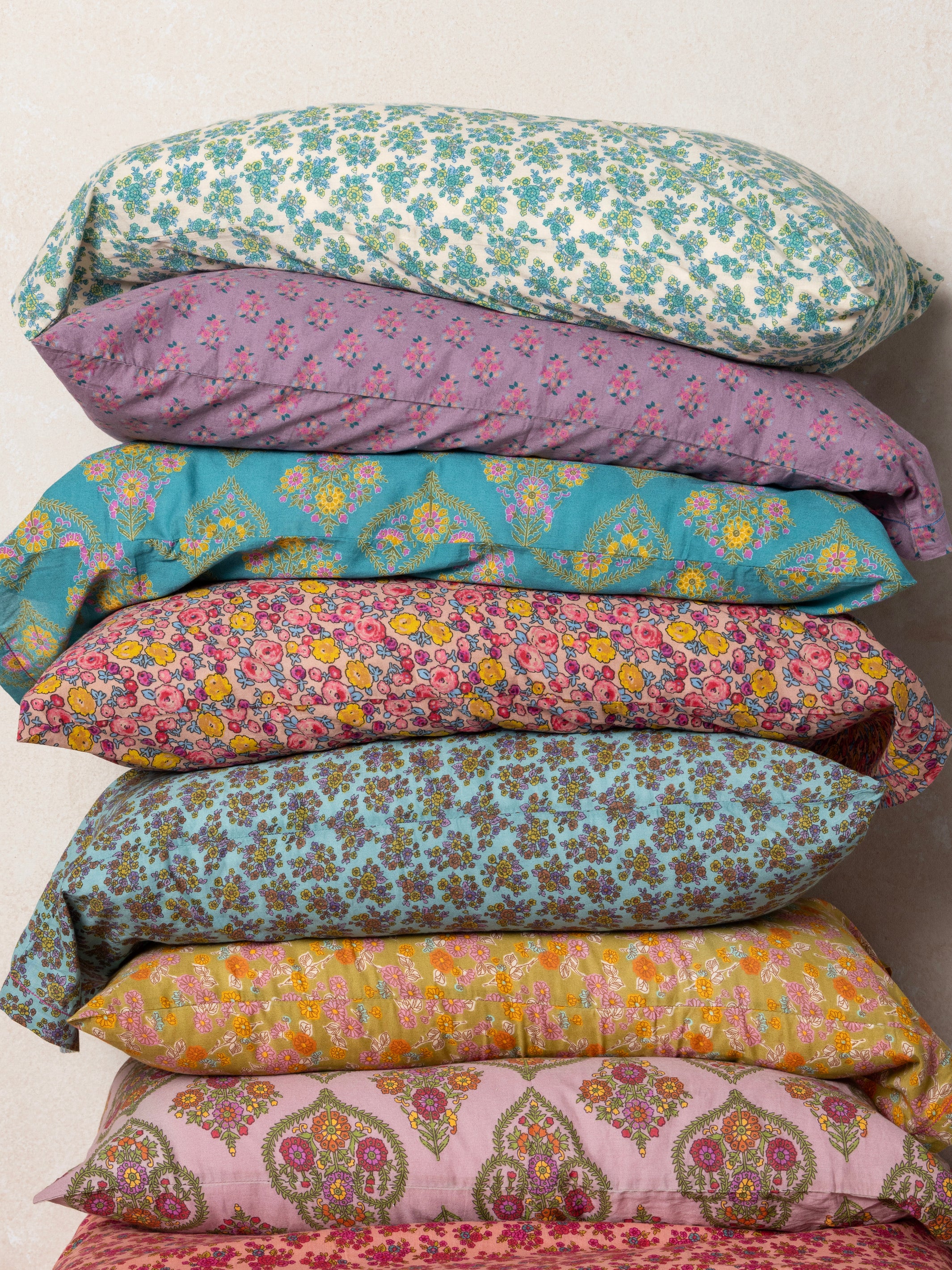 Mix & Match Cotton Pillowcase, Single - Olive Daisy Toss - Image 4