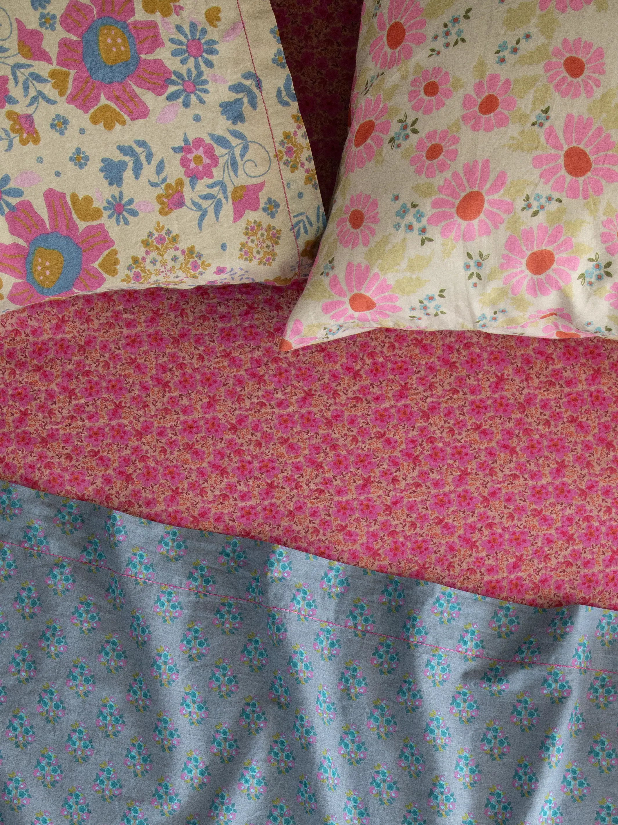Mix & Match Cotton Pillowcase, Single - Vintage Zinnia - Image 5