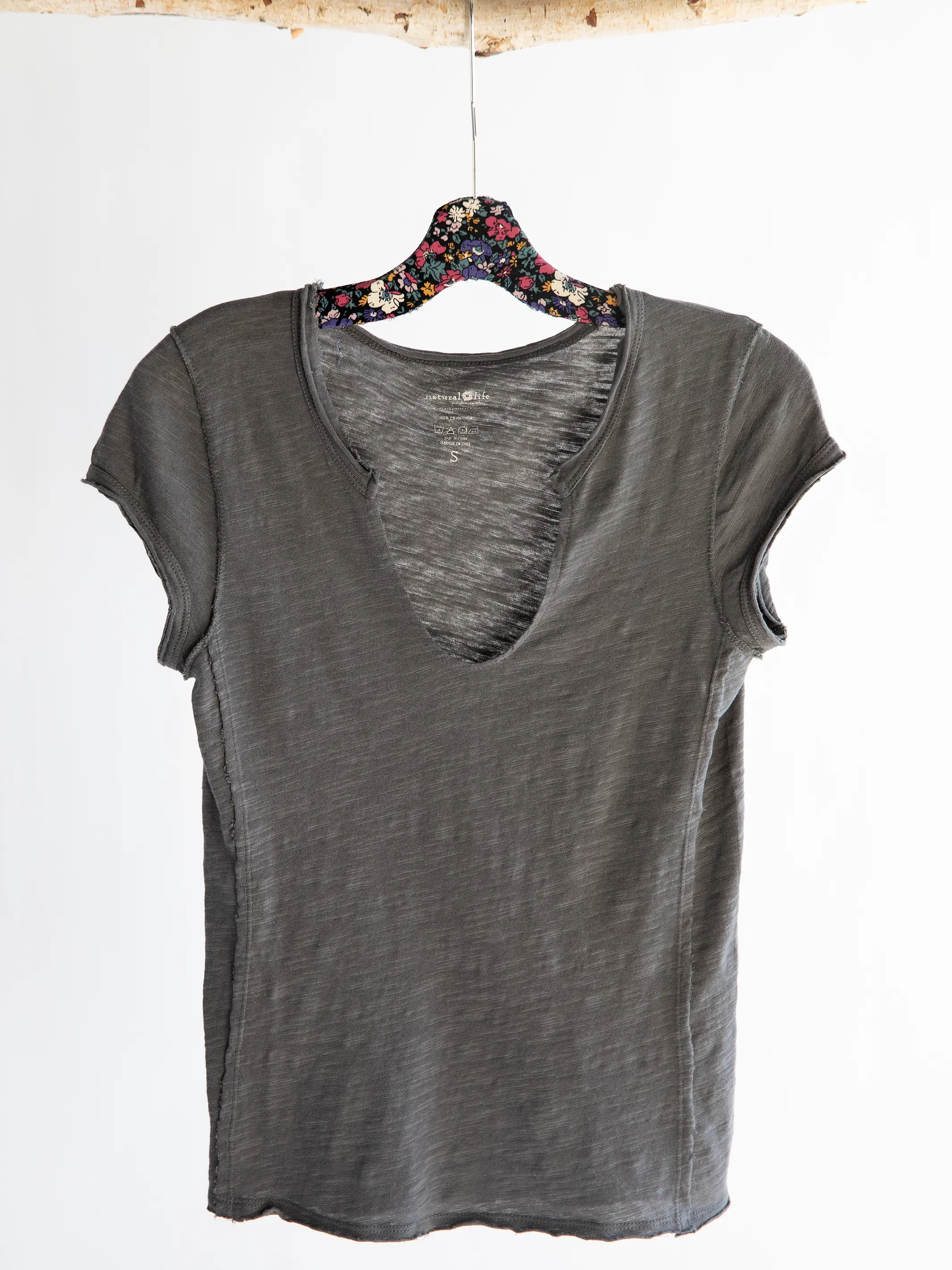 Molly Cotton Tee Shirt - Charcoal - Image 2