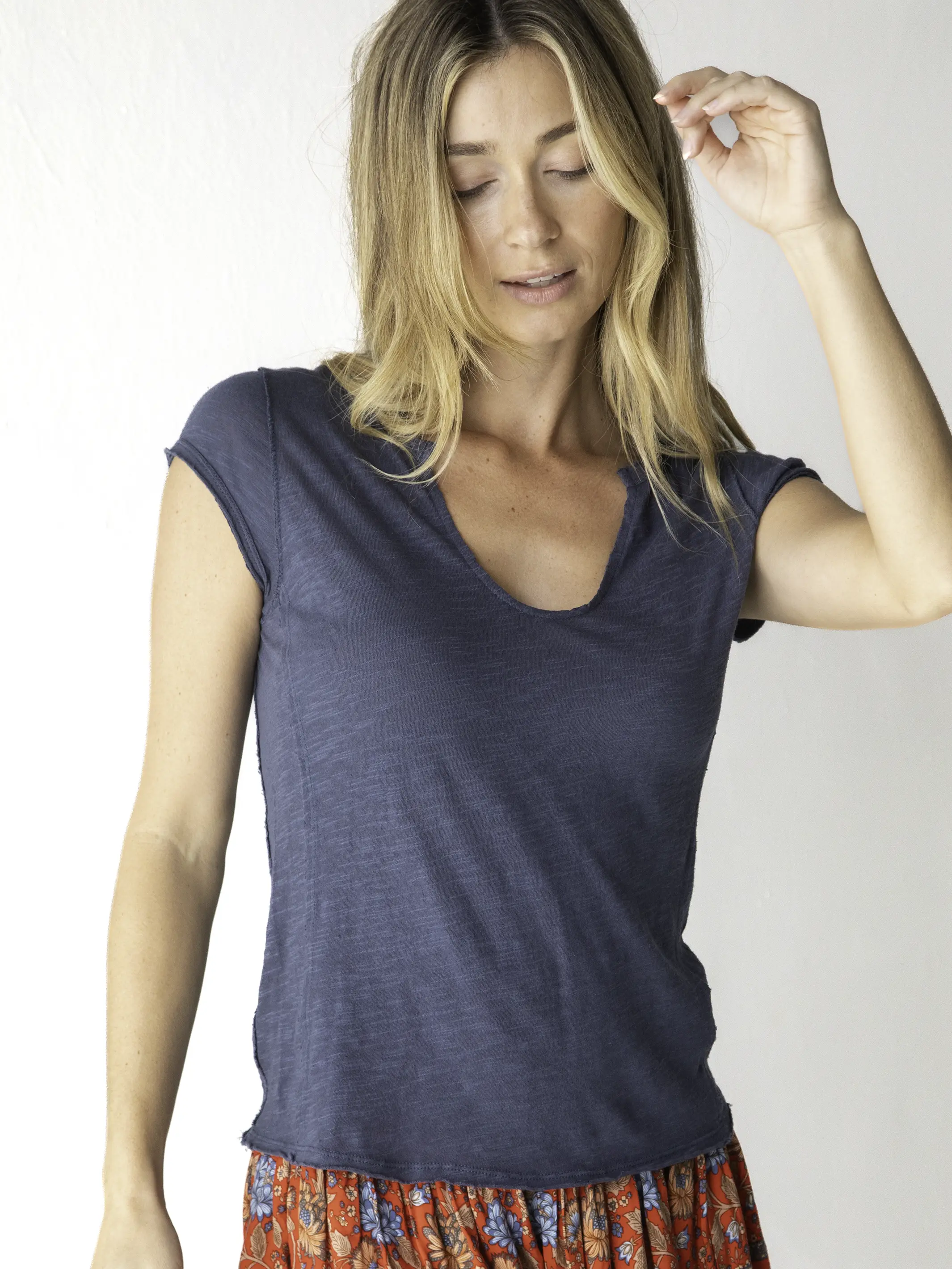 Molly Cotton Tee Shirt - Indigo - Image 3