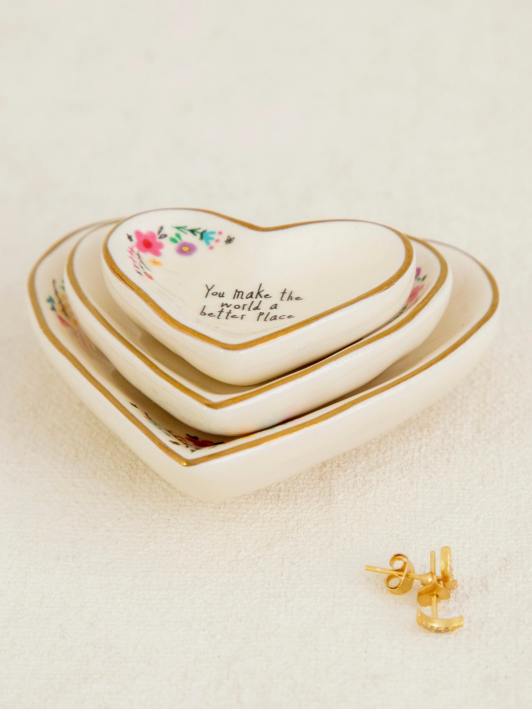 Nesting Heart Trinket Dishes, Set of 3 - World Better - Image 2