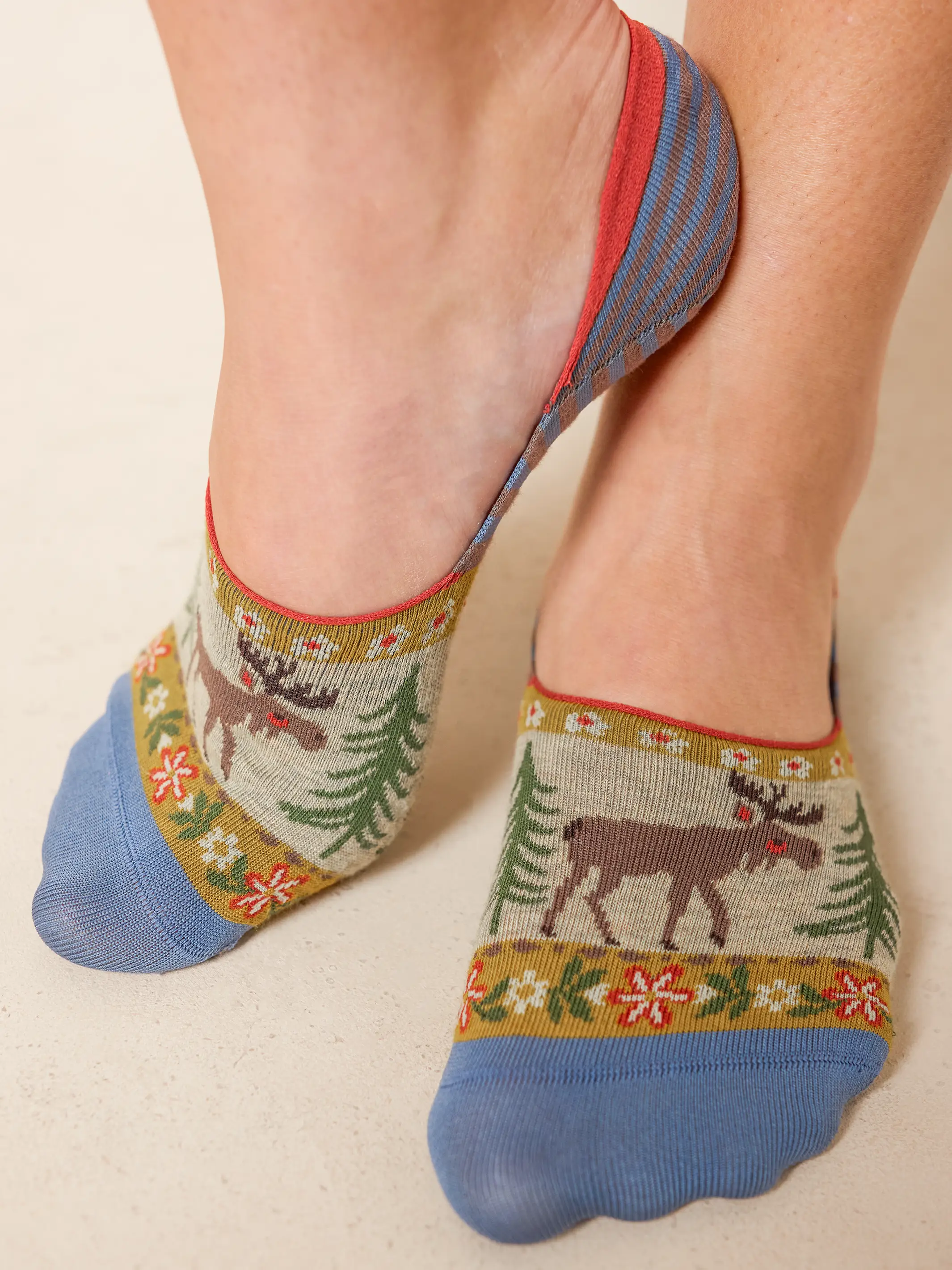 No Show Socks, Set of 2 - Tan Moose - Image 2