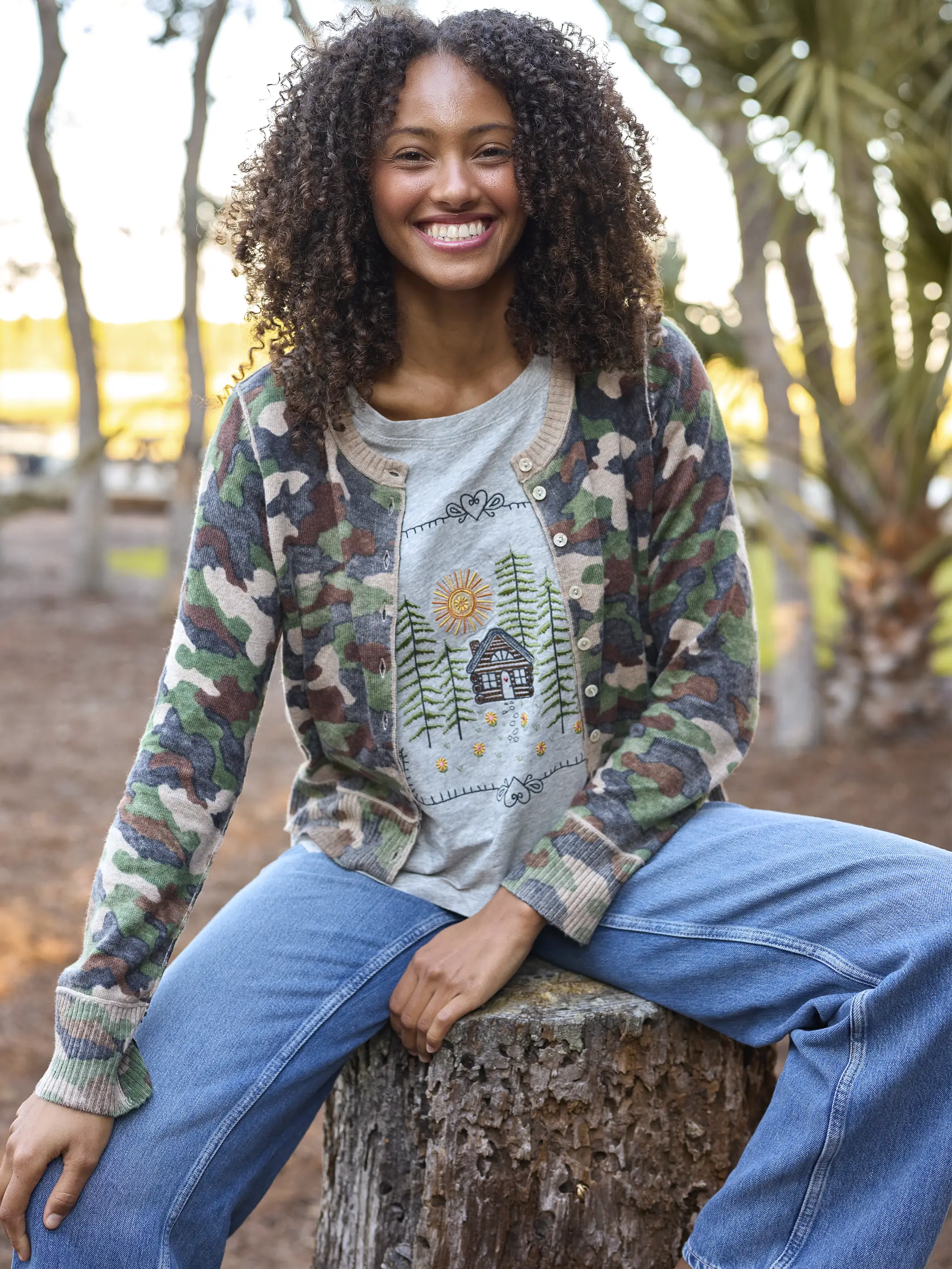 Noah Embroidered Cotton Tee - Cabin - Image 2