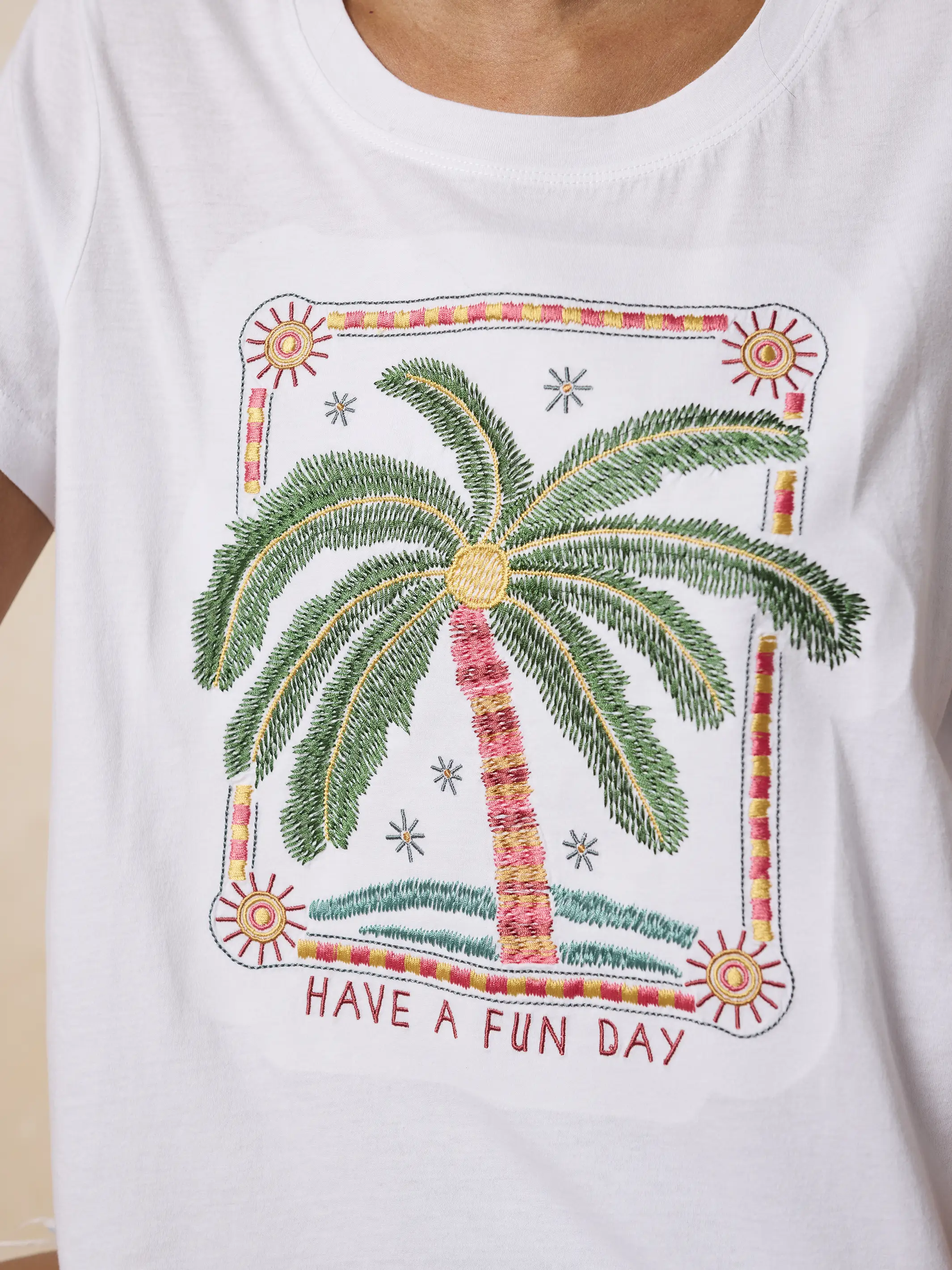 Noah Embroidered Cotton Tee - Palm Tree - Image 2