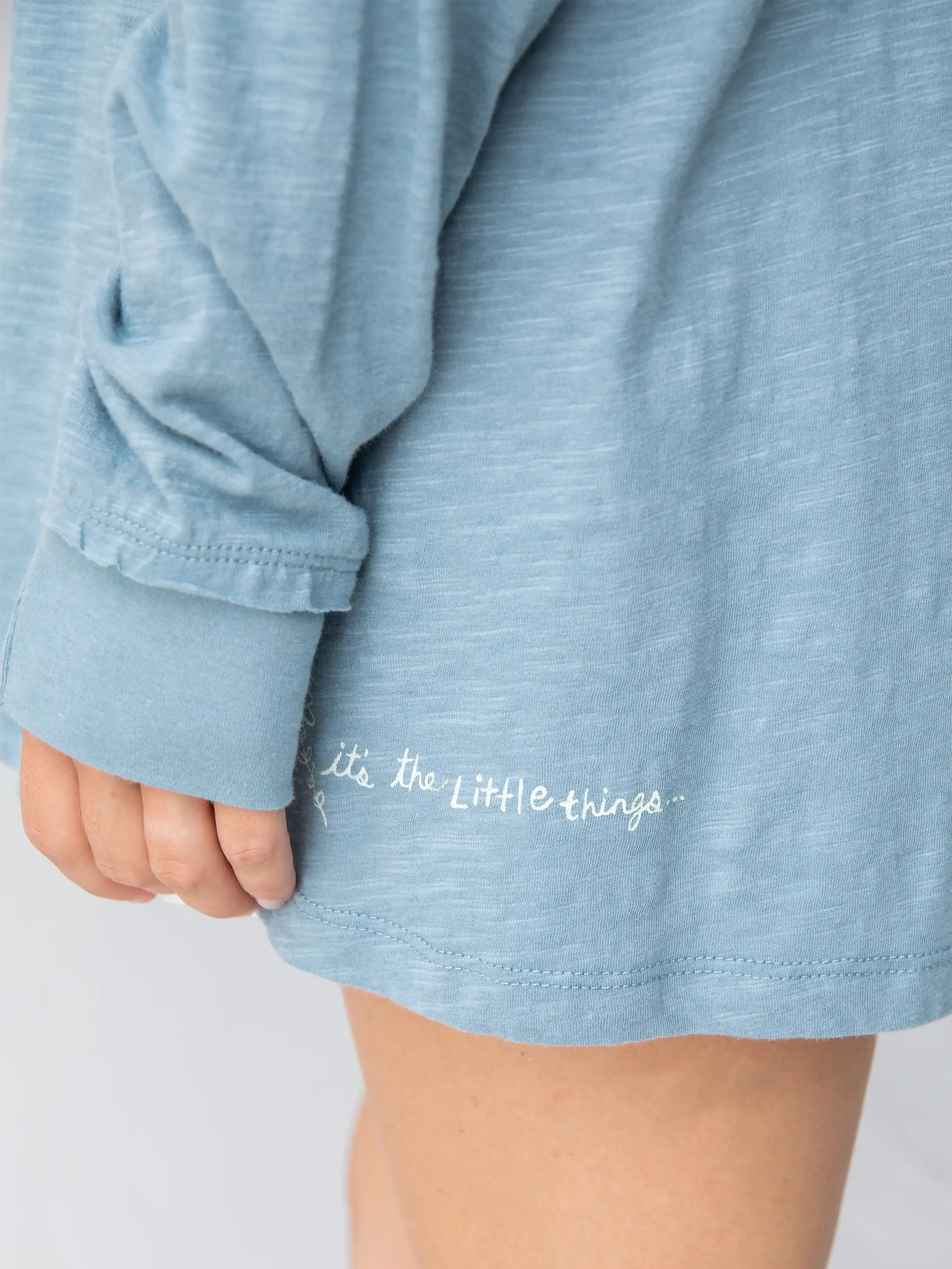 Oversized Cotton Doodle Tee - Light Blue - Image 5
