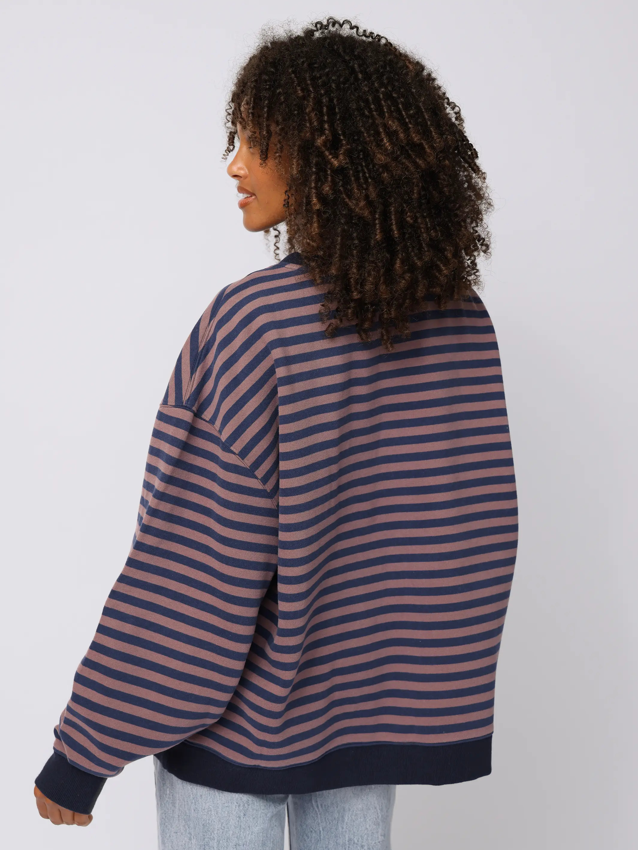 Oversized Striped Applique Crewneck - Purple Love - Image 4