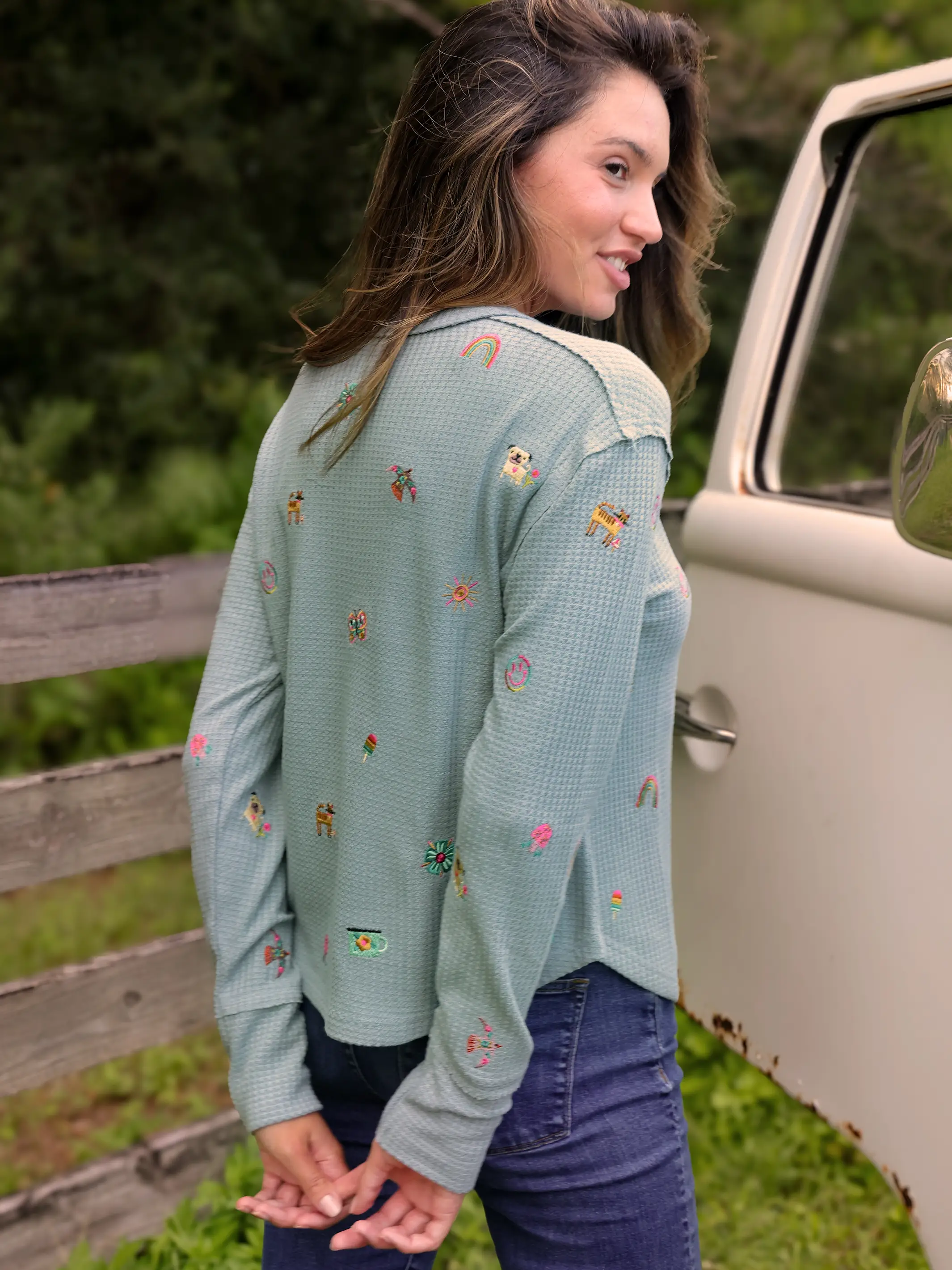 Parker Embroidered Thermal Tee - Fave Things - Image 3