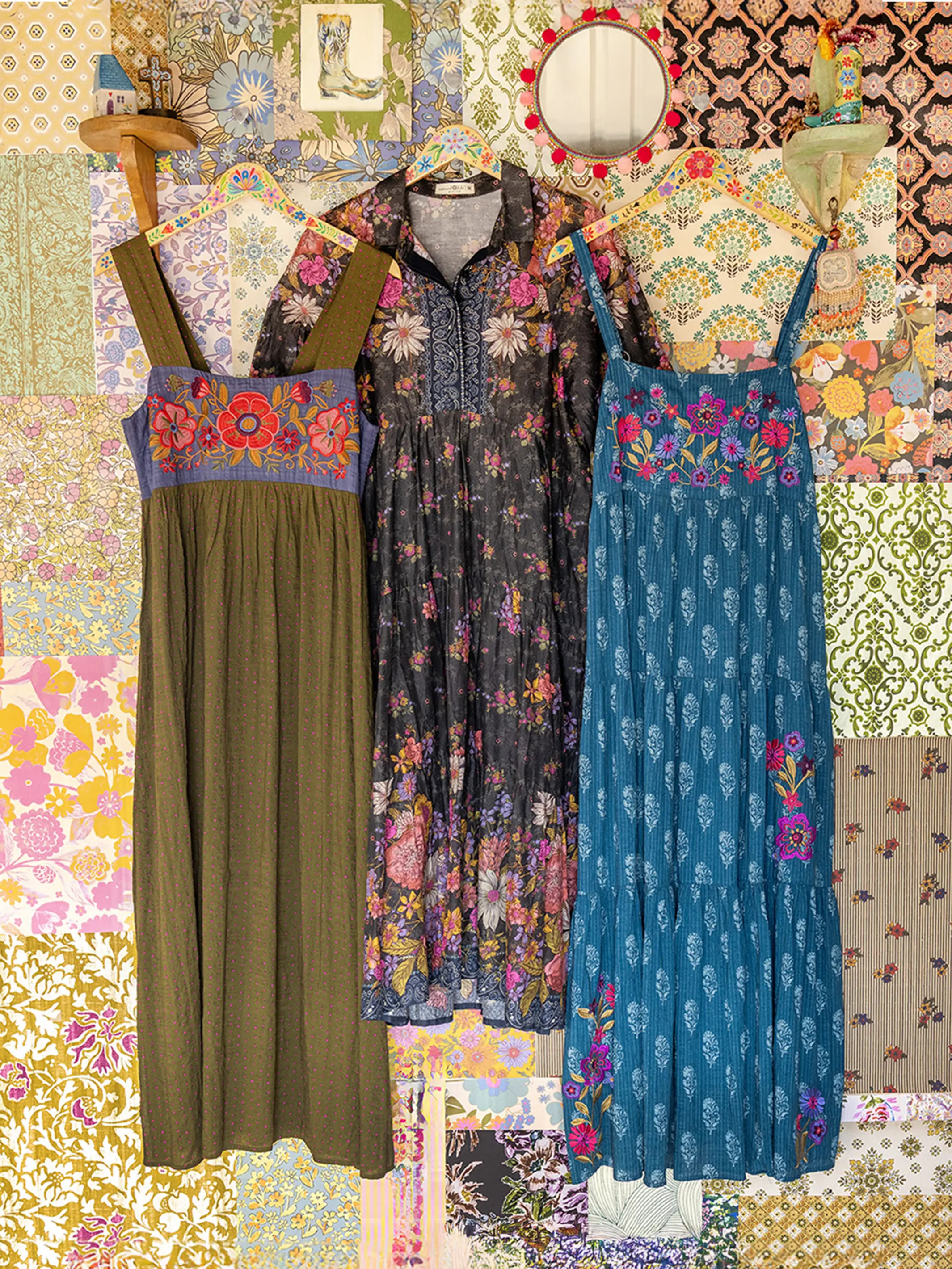 Patricia Embroidered Maxi Dress - Block Stamp Indigo - Image 5