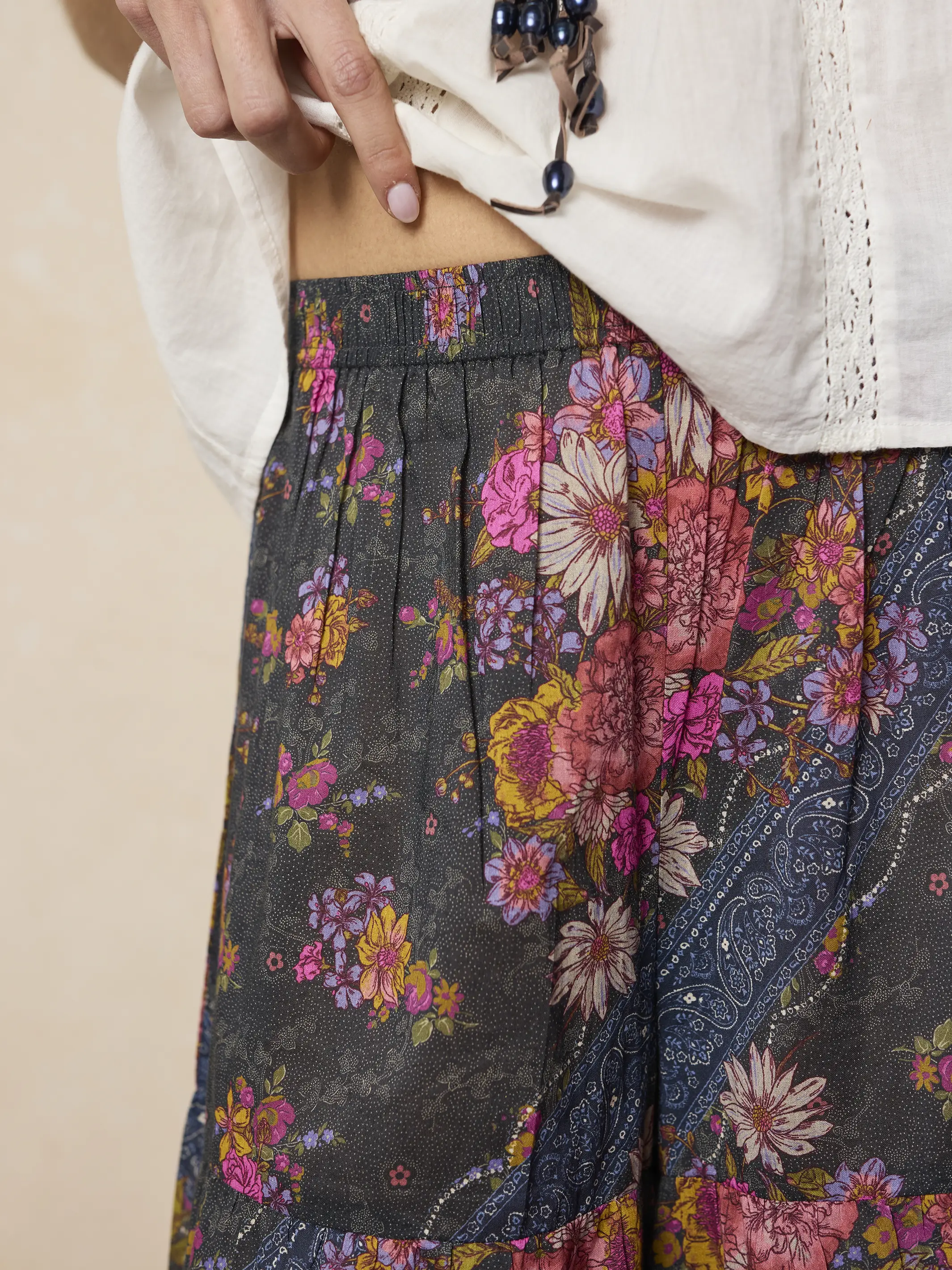 Patti Cotton Palazzo Pants - English Garden Charcoal - Image 3