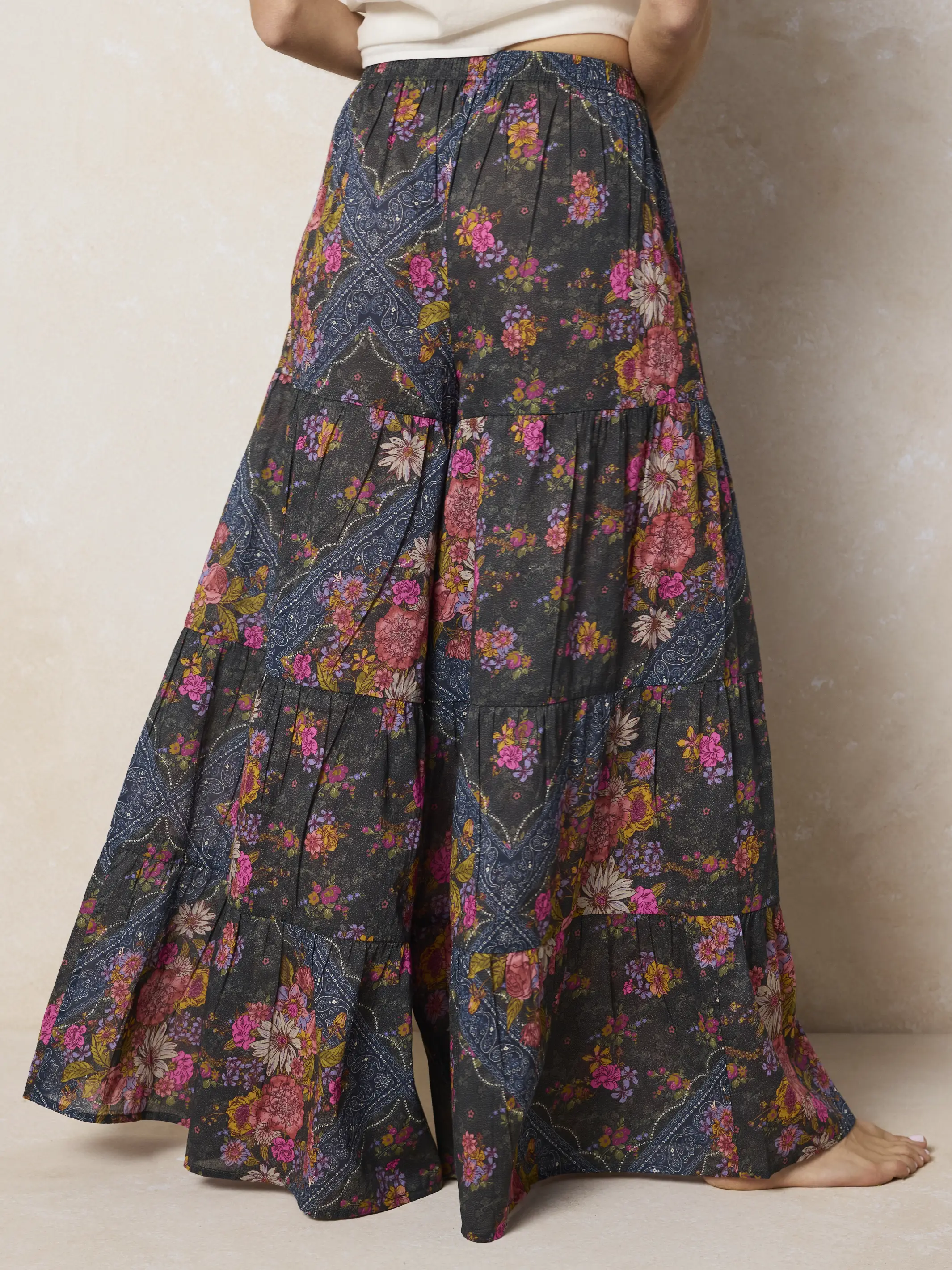 Patti Cotton Palazzo Pants - English Garden Charcoal - Image 4