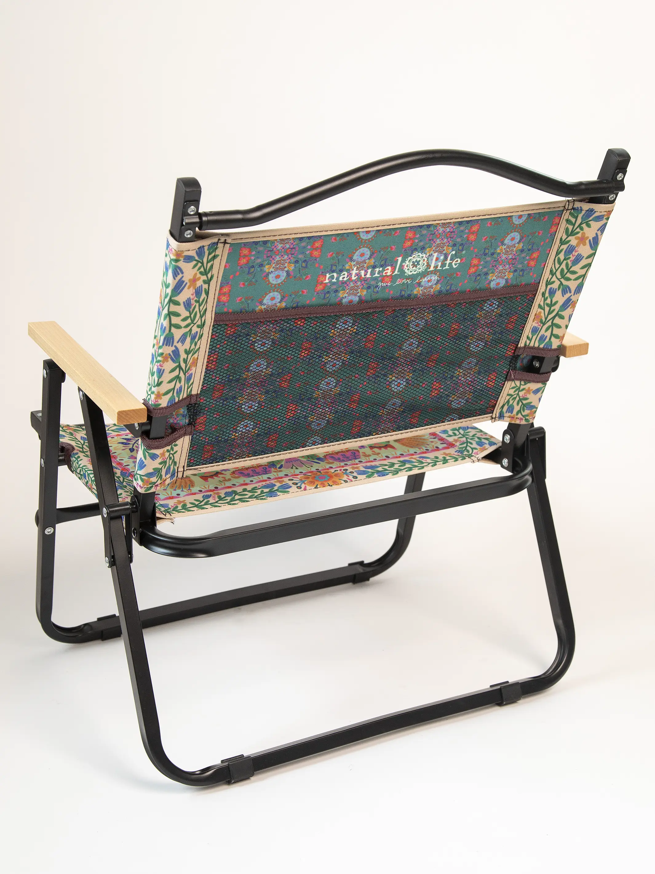 Portable Outdoor Folding Chair - Light Turquoise Flower - Image 4