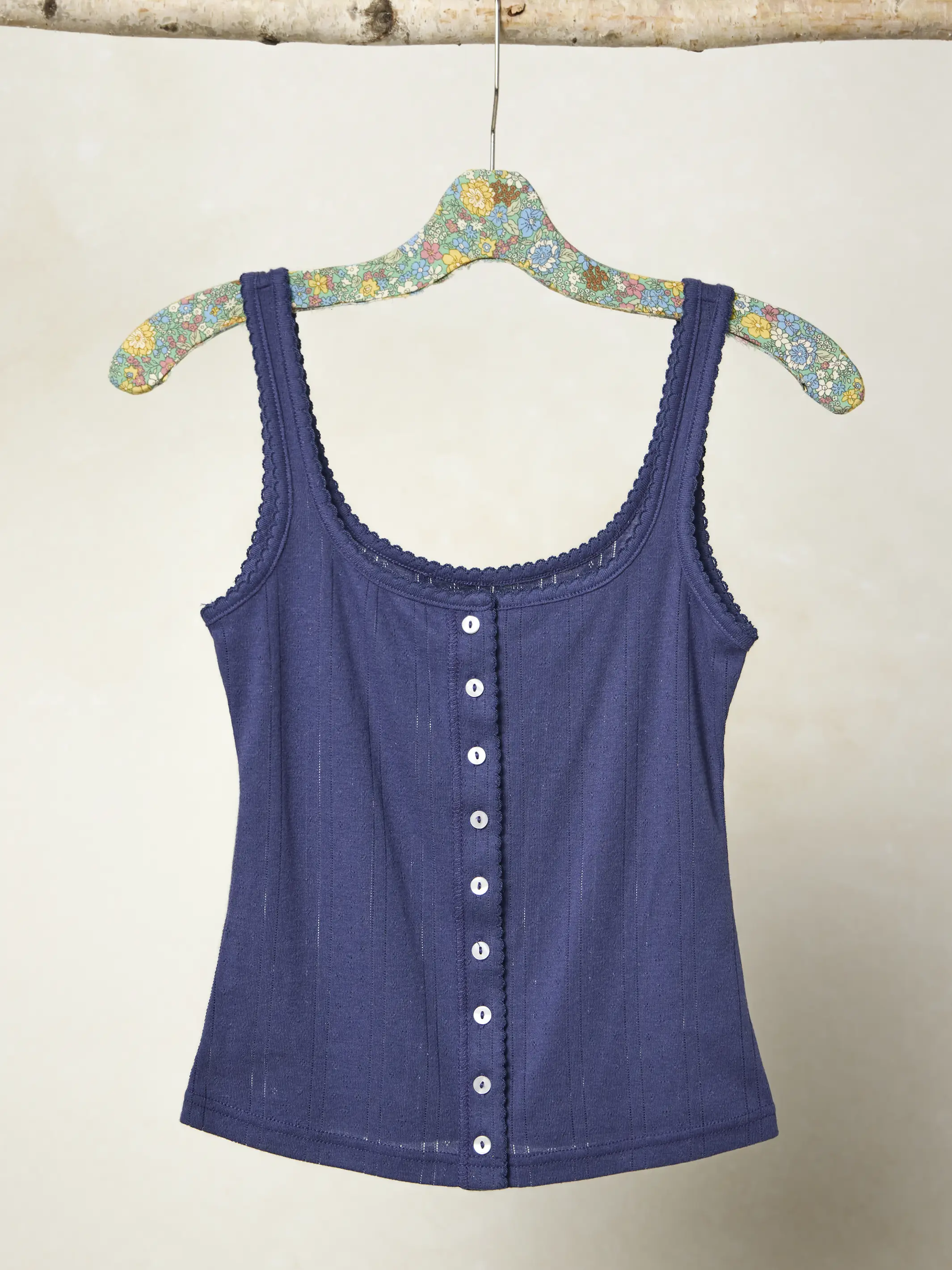 Pretty Pointelle Tank - Blue - Image 4